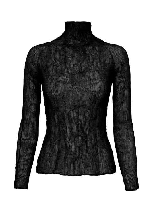 plissé high-neck top