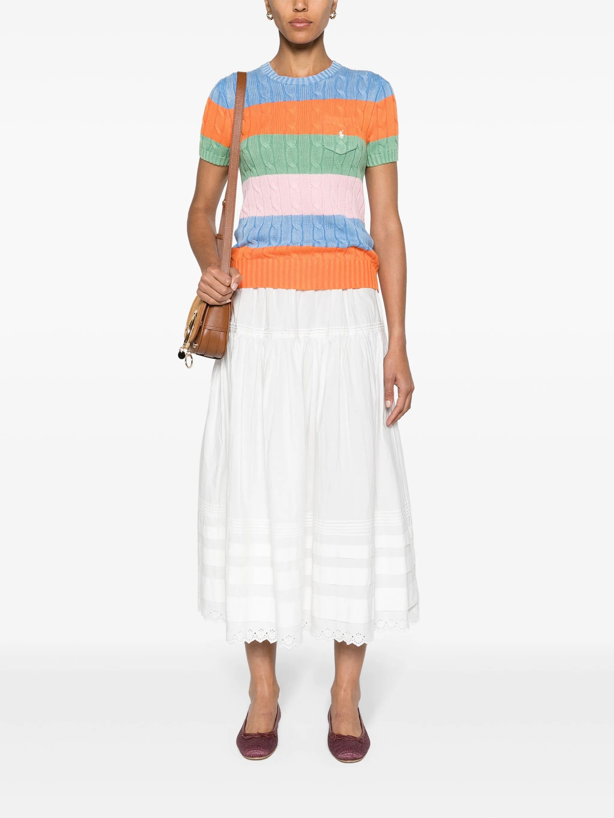colour-block cotton top
