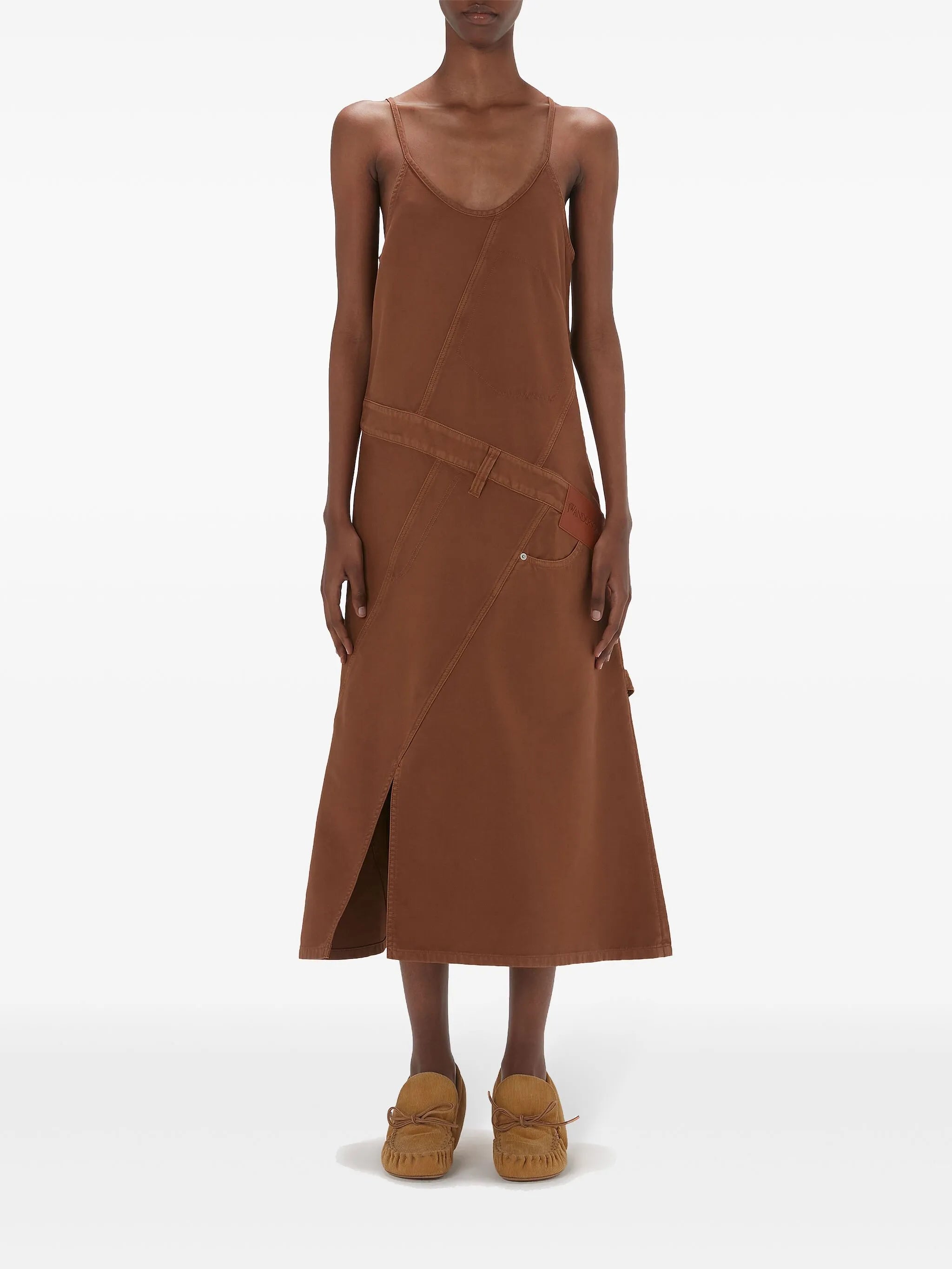 logo-appliqué midi dress