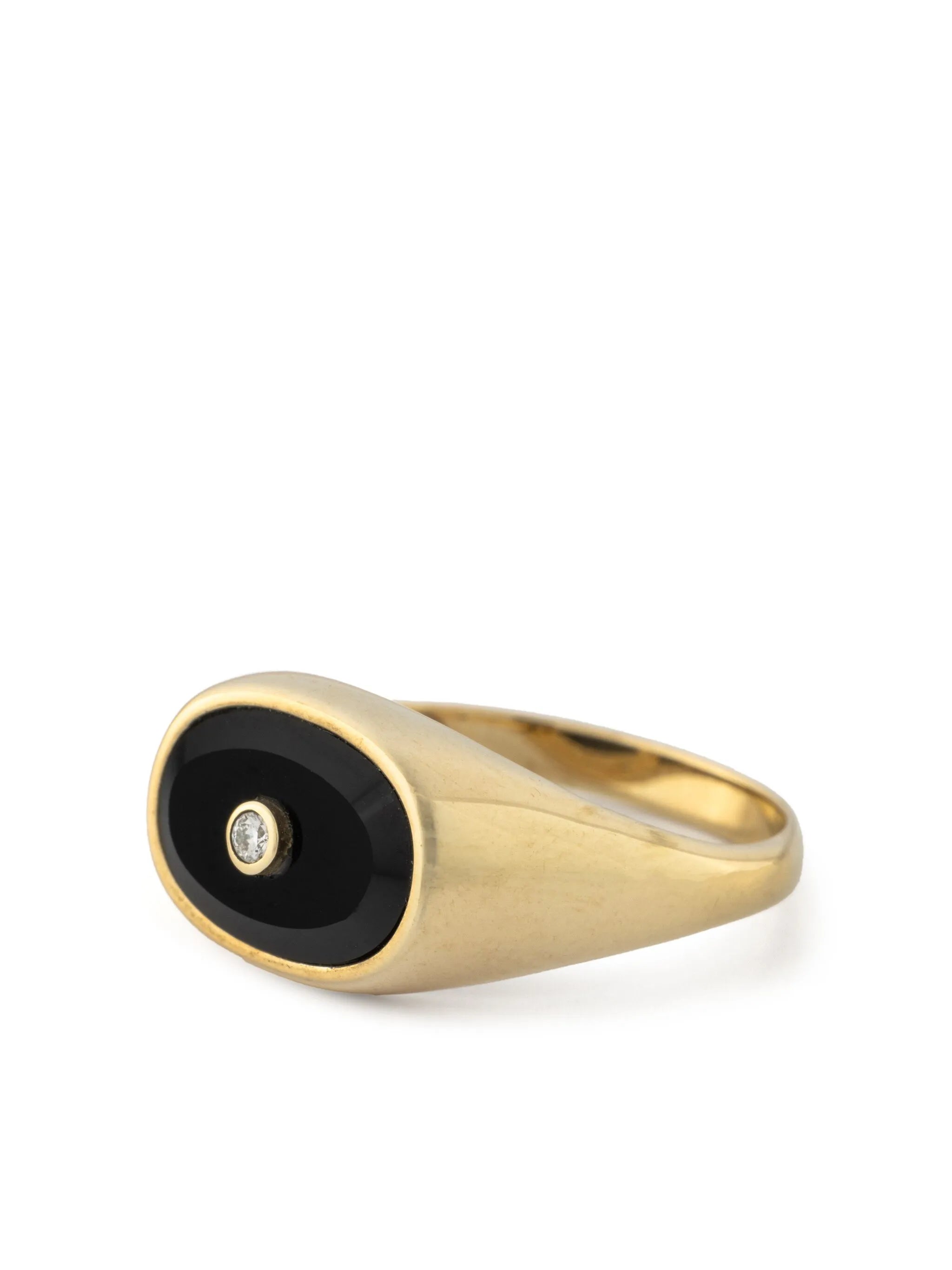 9kt yellow gold Orso onyx and diamond ring