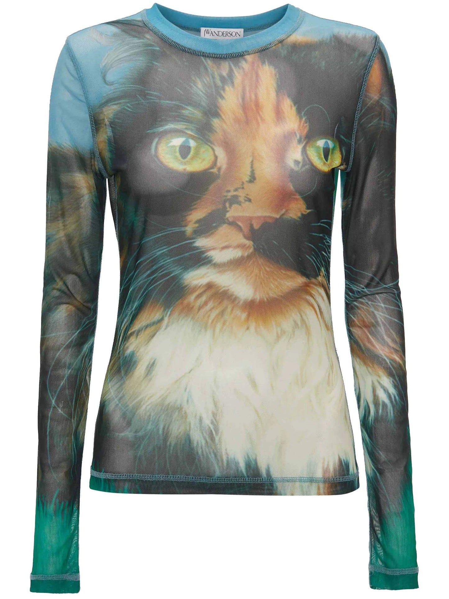 cat-print long-sleeve T-shirt