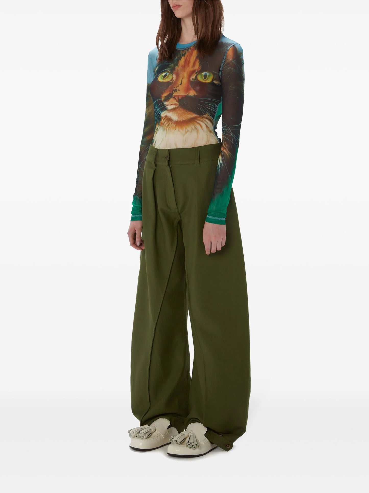 cat-print long-sleeve T-shirt