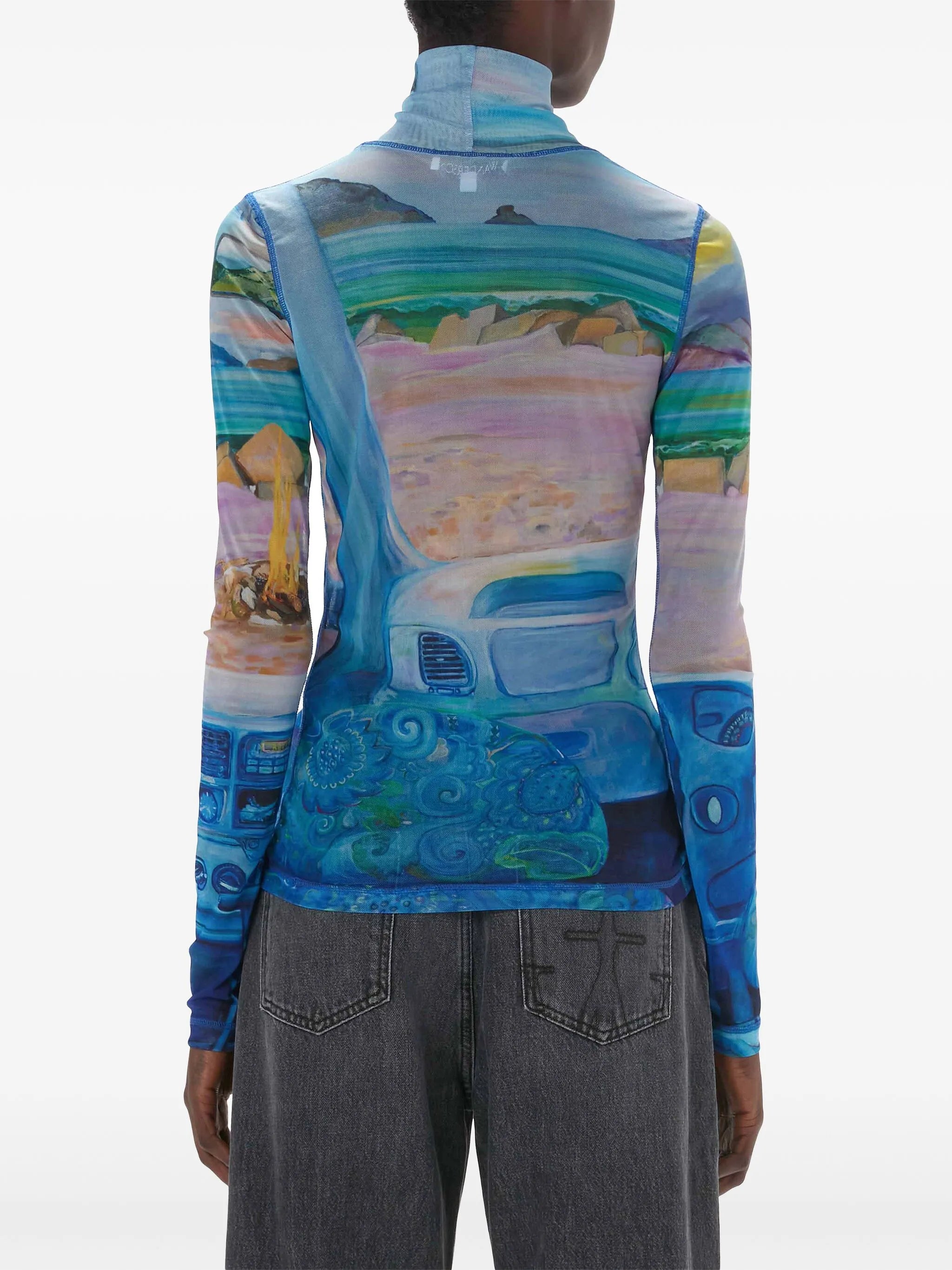 graphic-print roll-neck T-shirt
