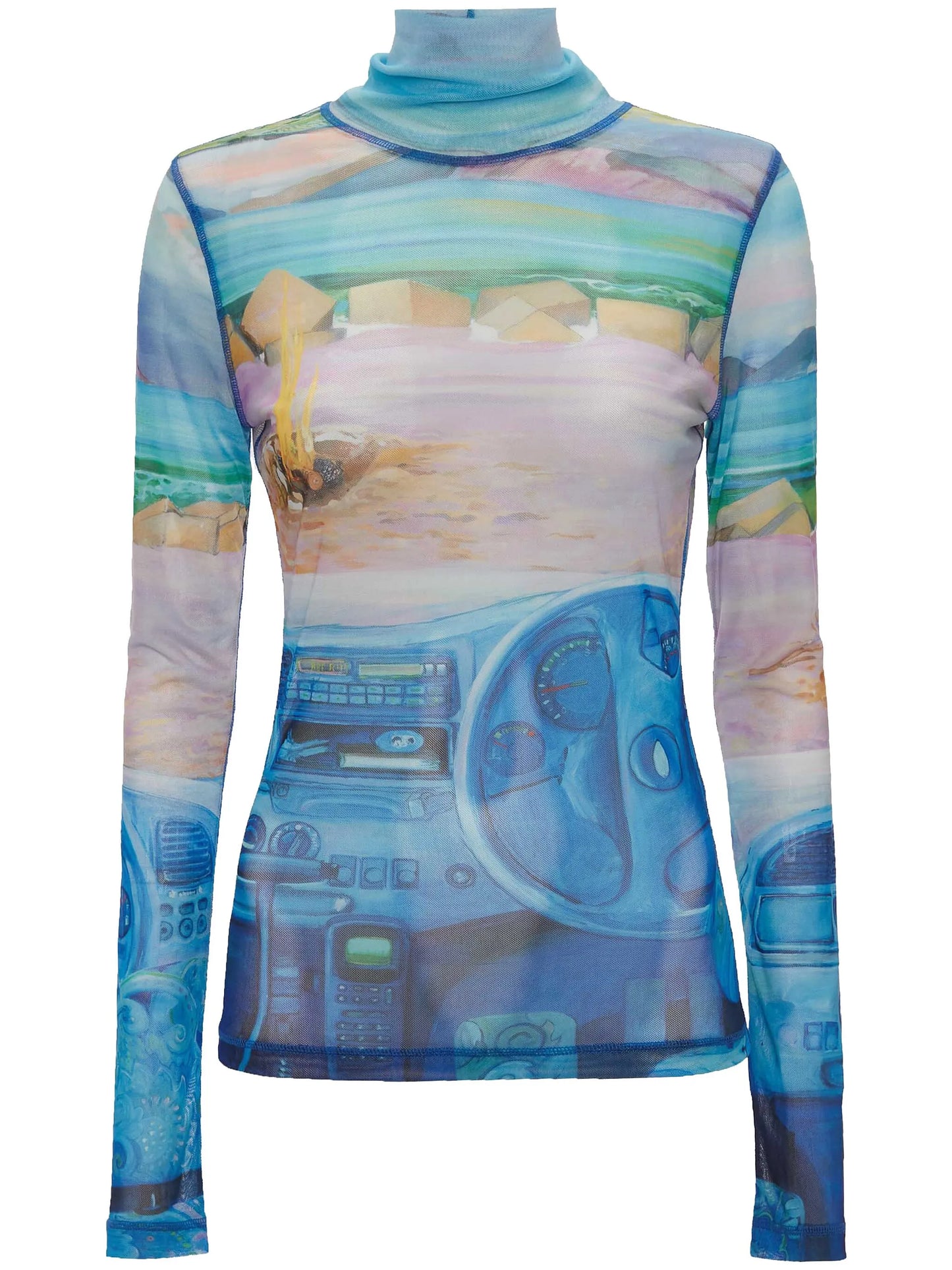 graphic-print roll-neck T-shirt