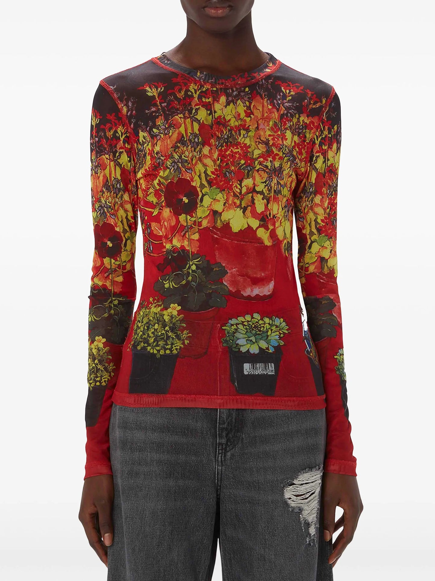 floral-print long-sleeve T-shirt