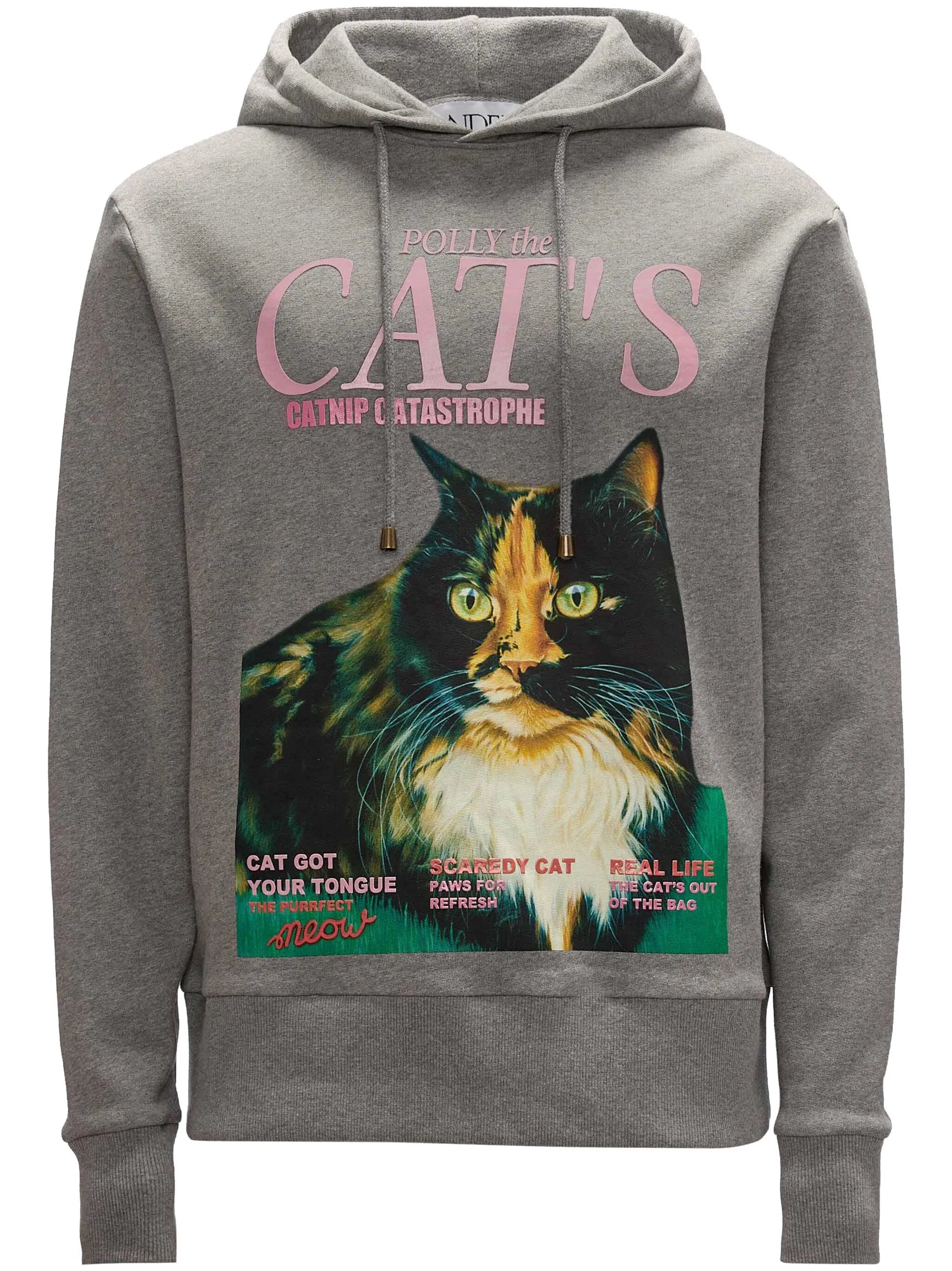 Cat-print organic cotton hoodie