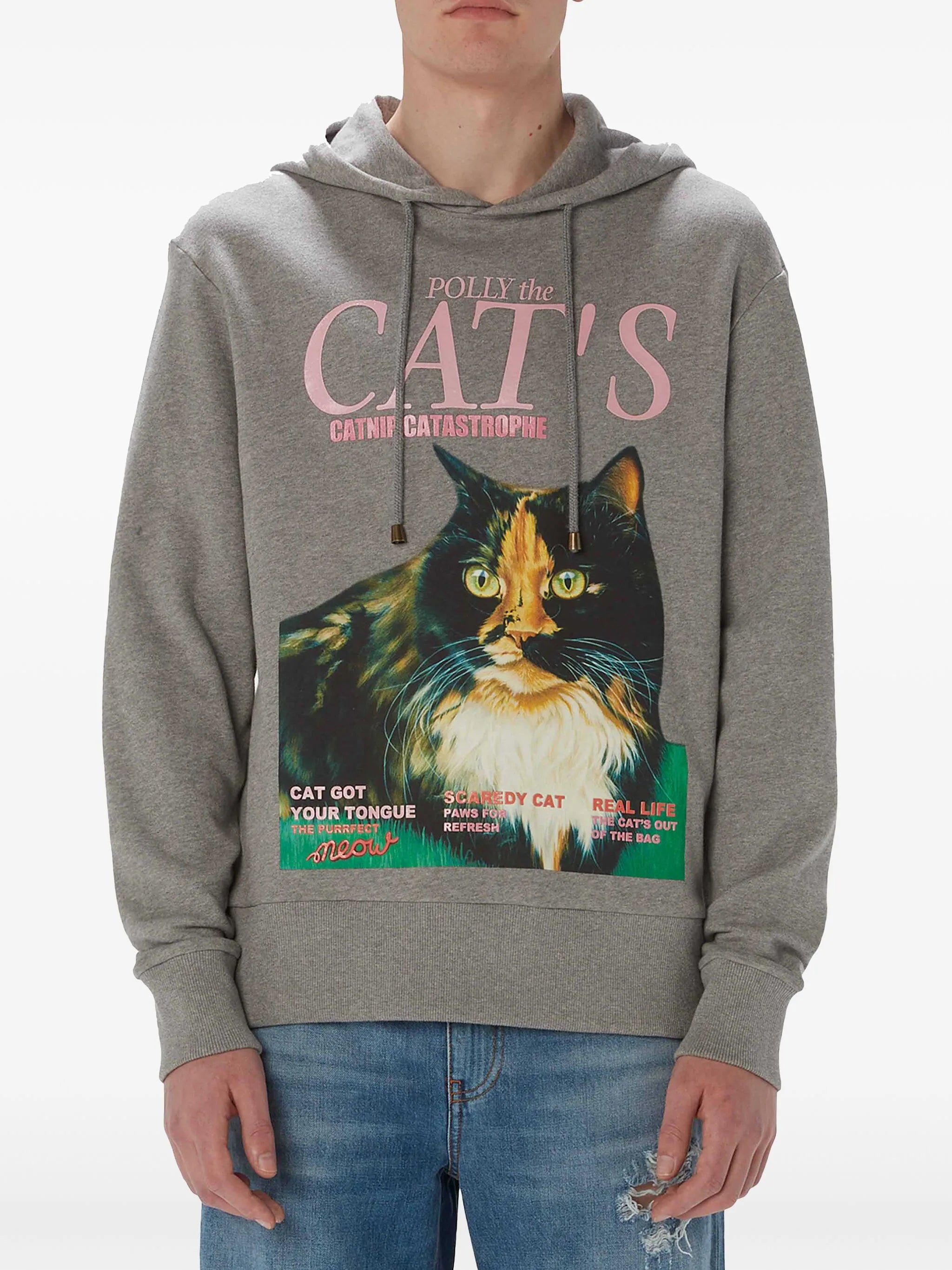 Cat-print organic cotton hoodie