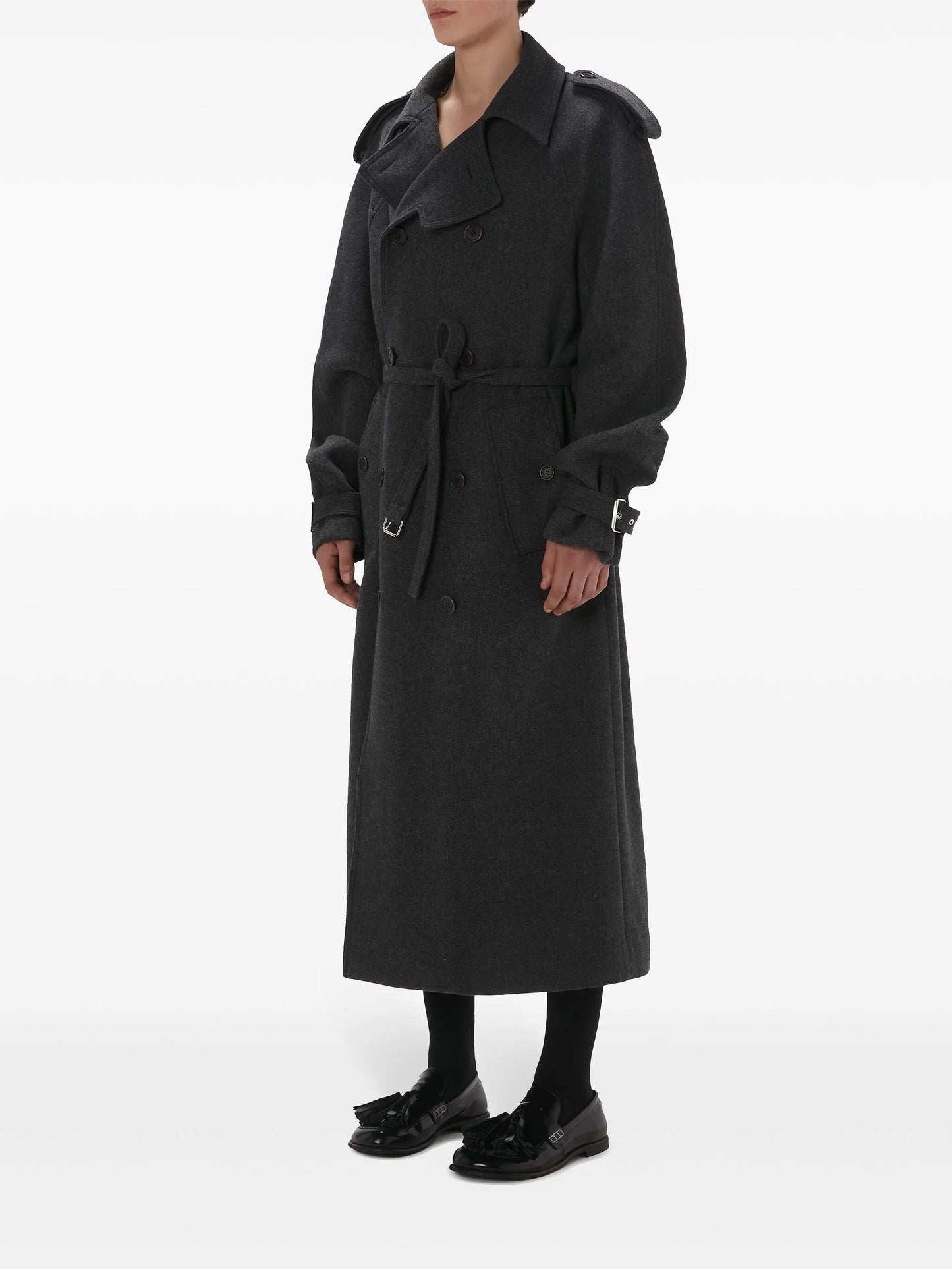 double-breasted wool-blend coat