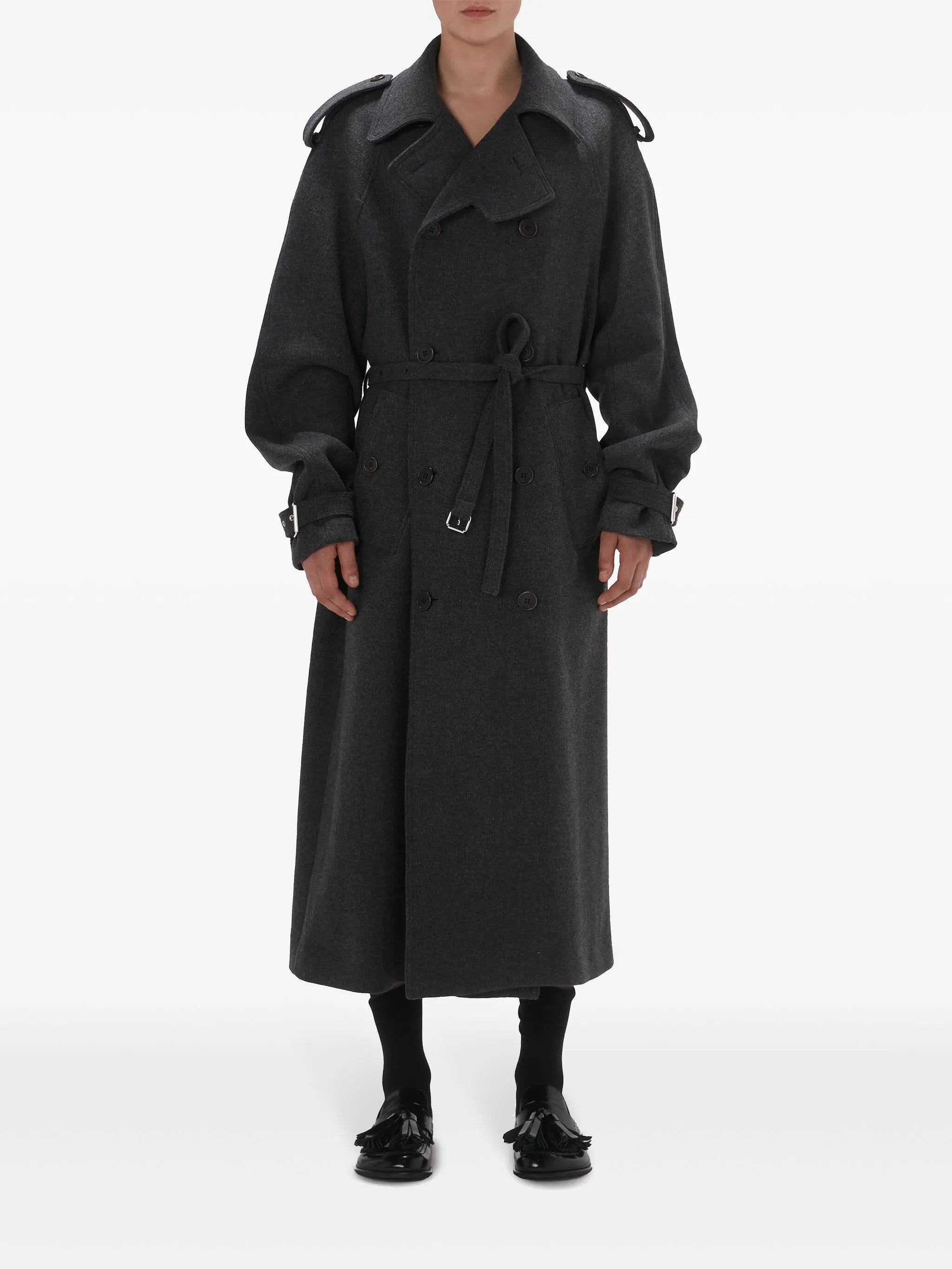 double-breasted wool-blend coat