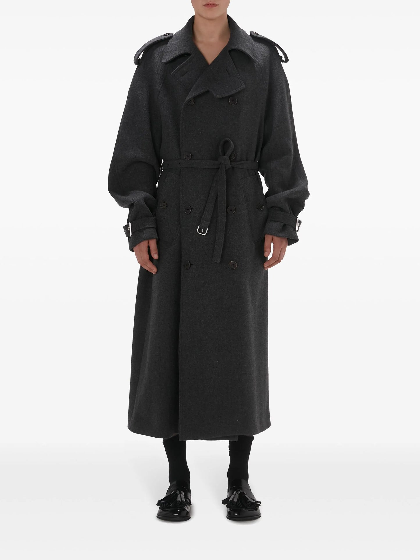 double-breasted wool-blend coat