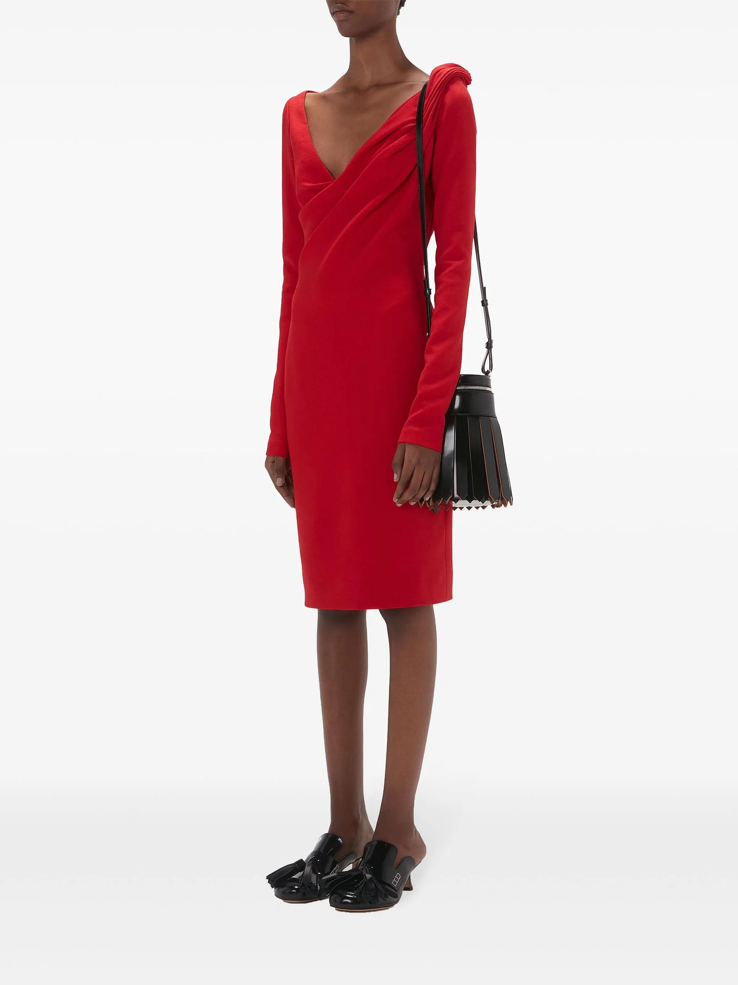 V-neck midi dress