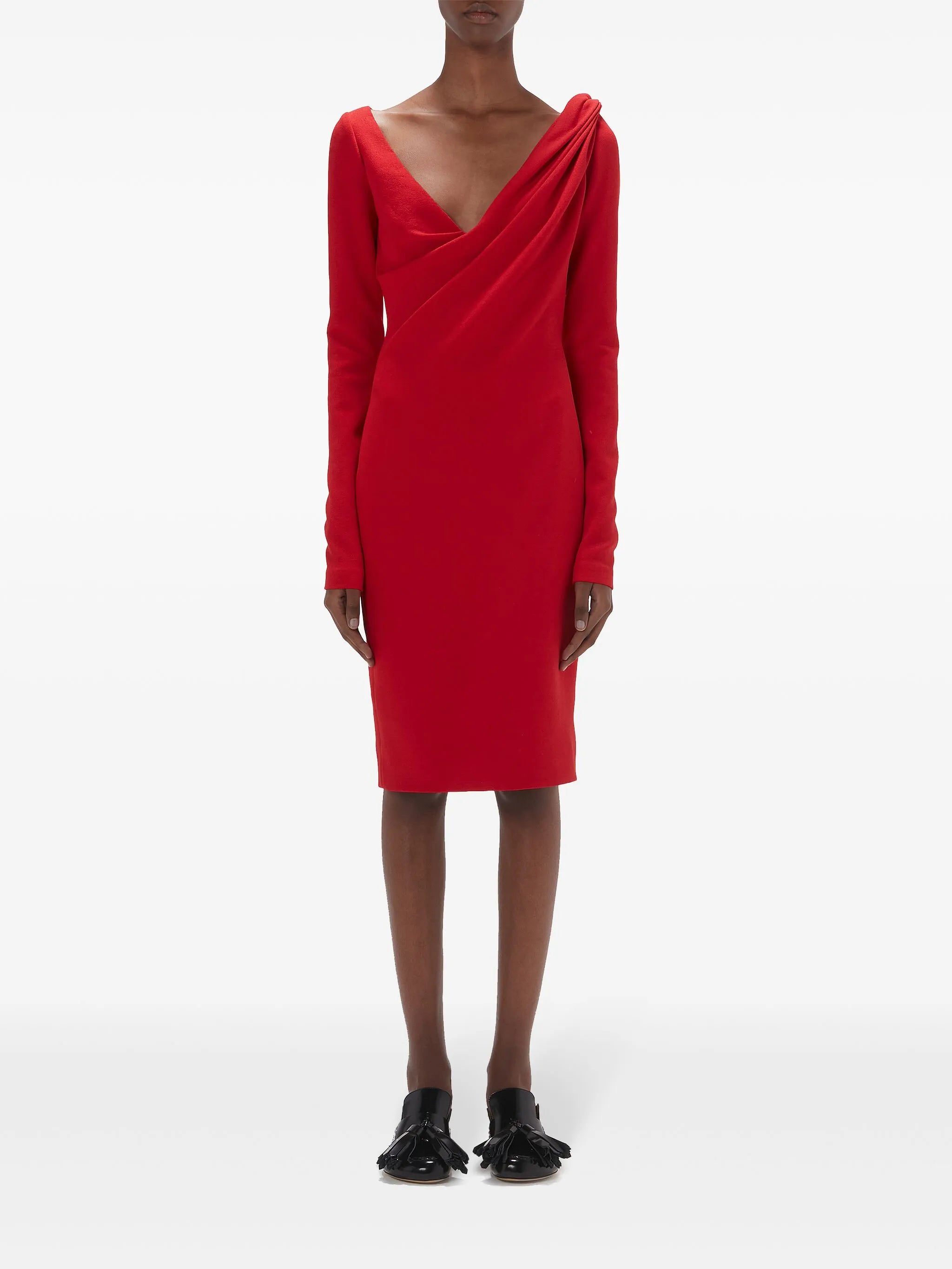 V-neck midi dress