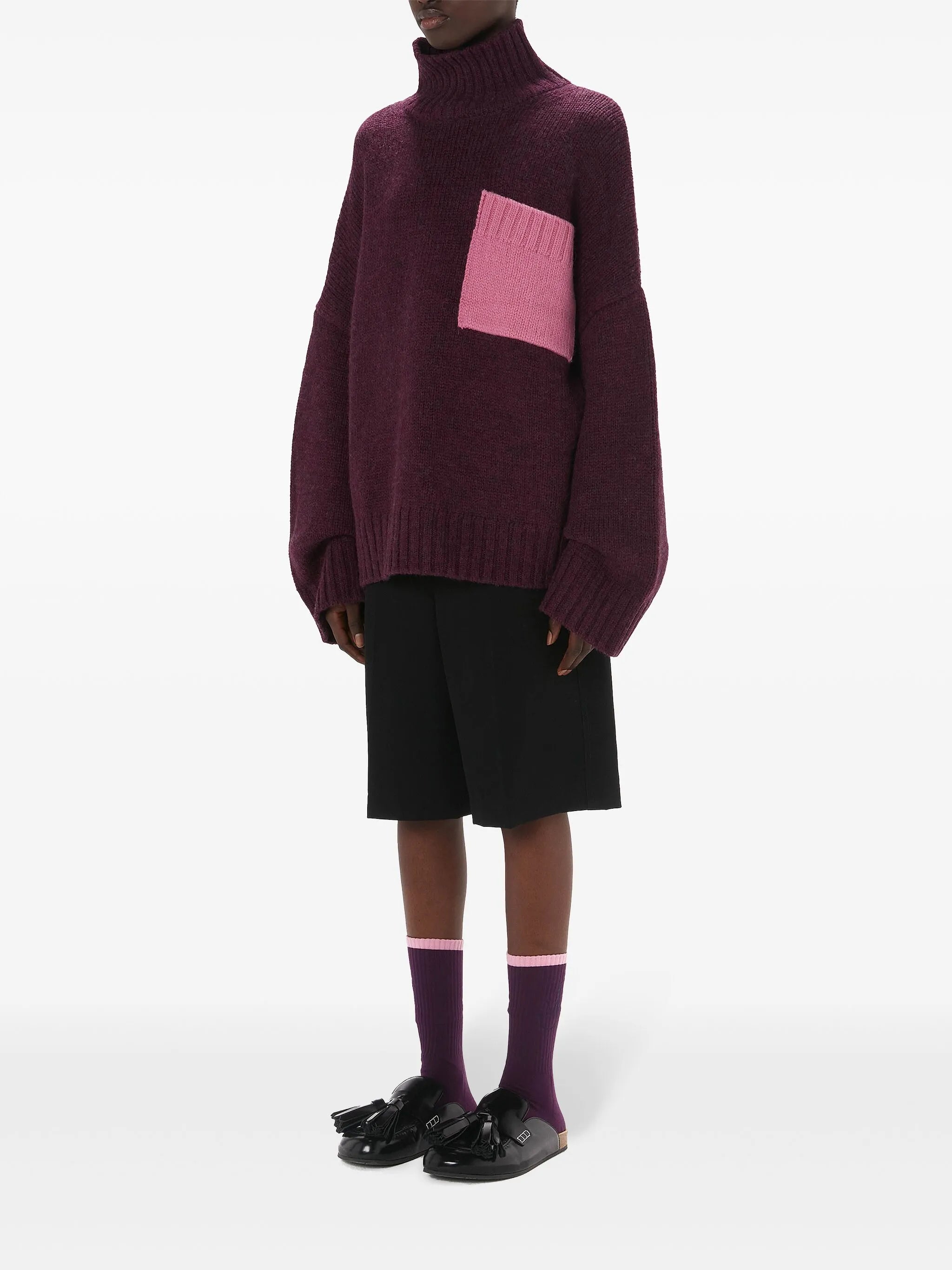 contrast-pocket ribbed-knit jumper