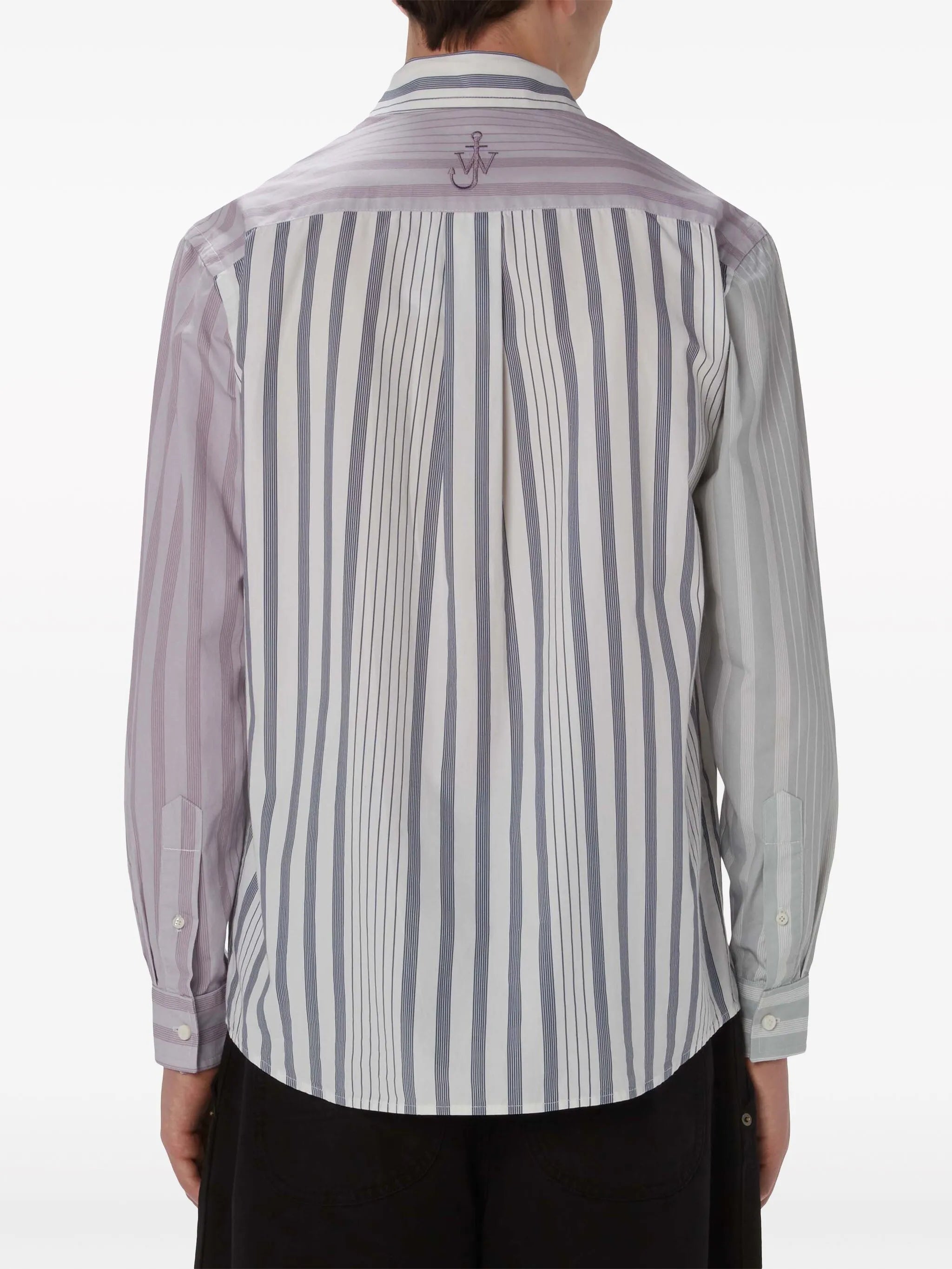 panelled stripe-print shirt