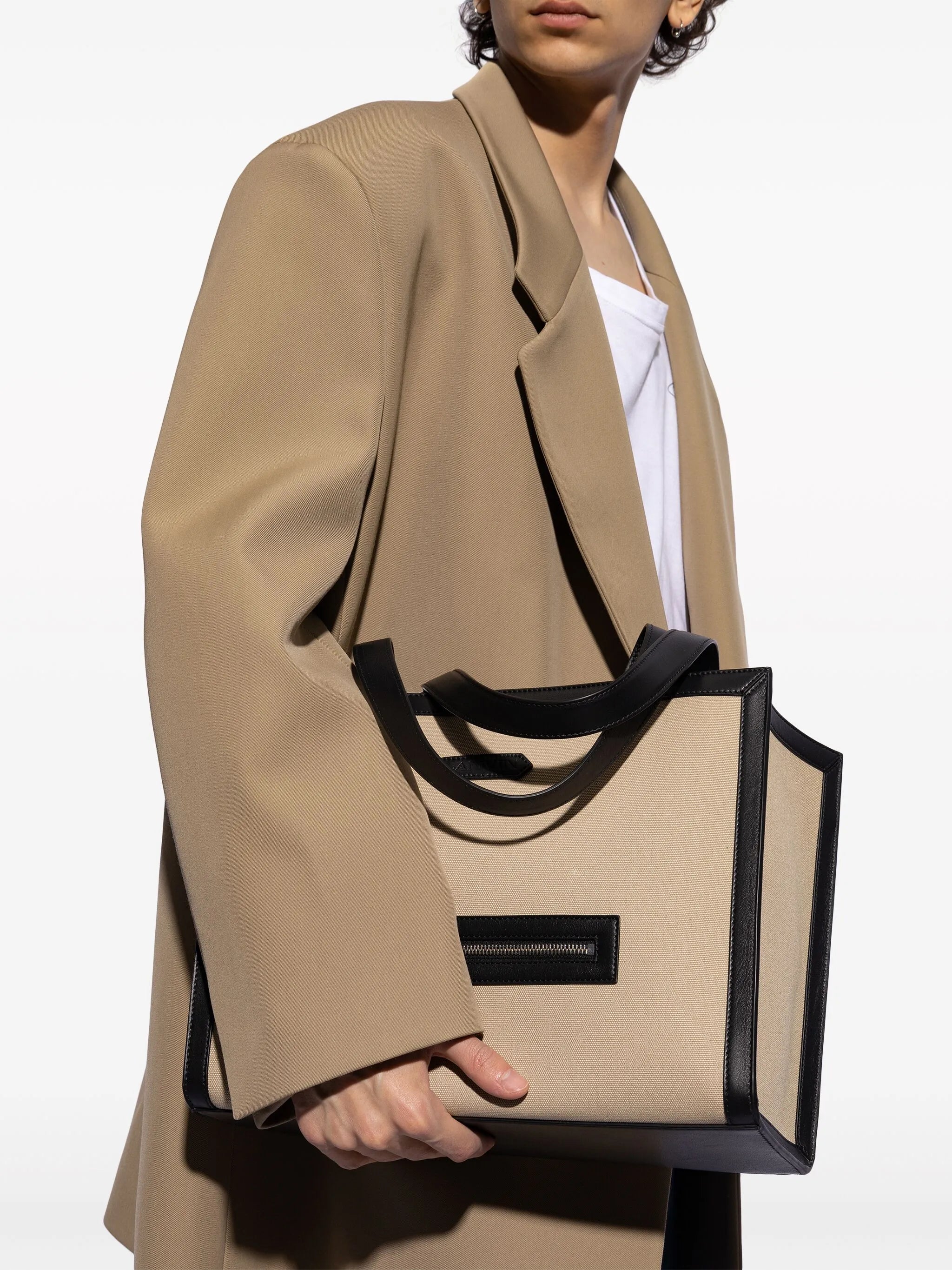 contrasting-trim cotton tote bag