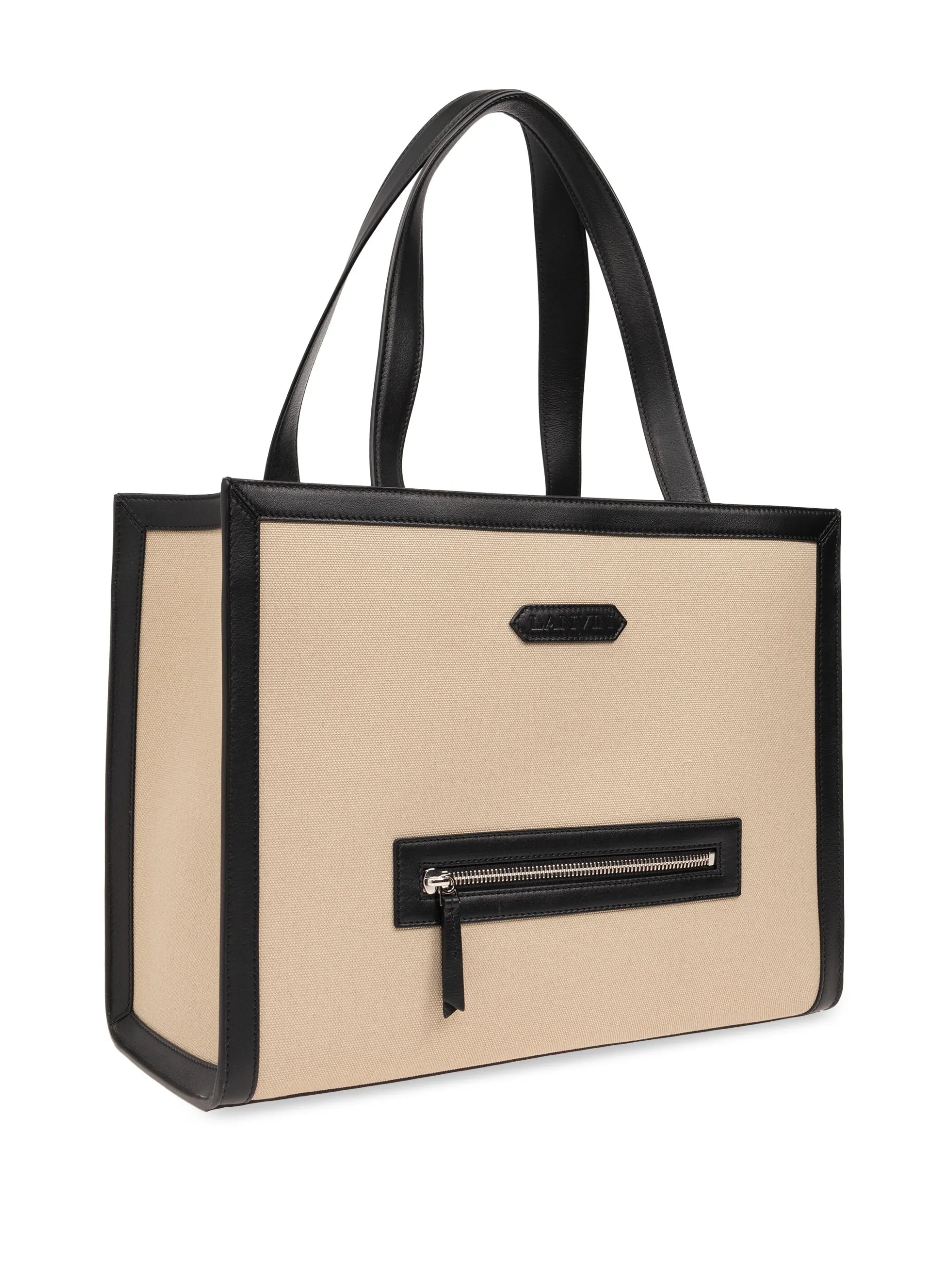 contrasting-trim cotton tote bag