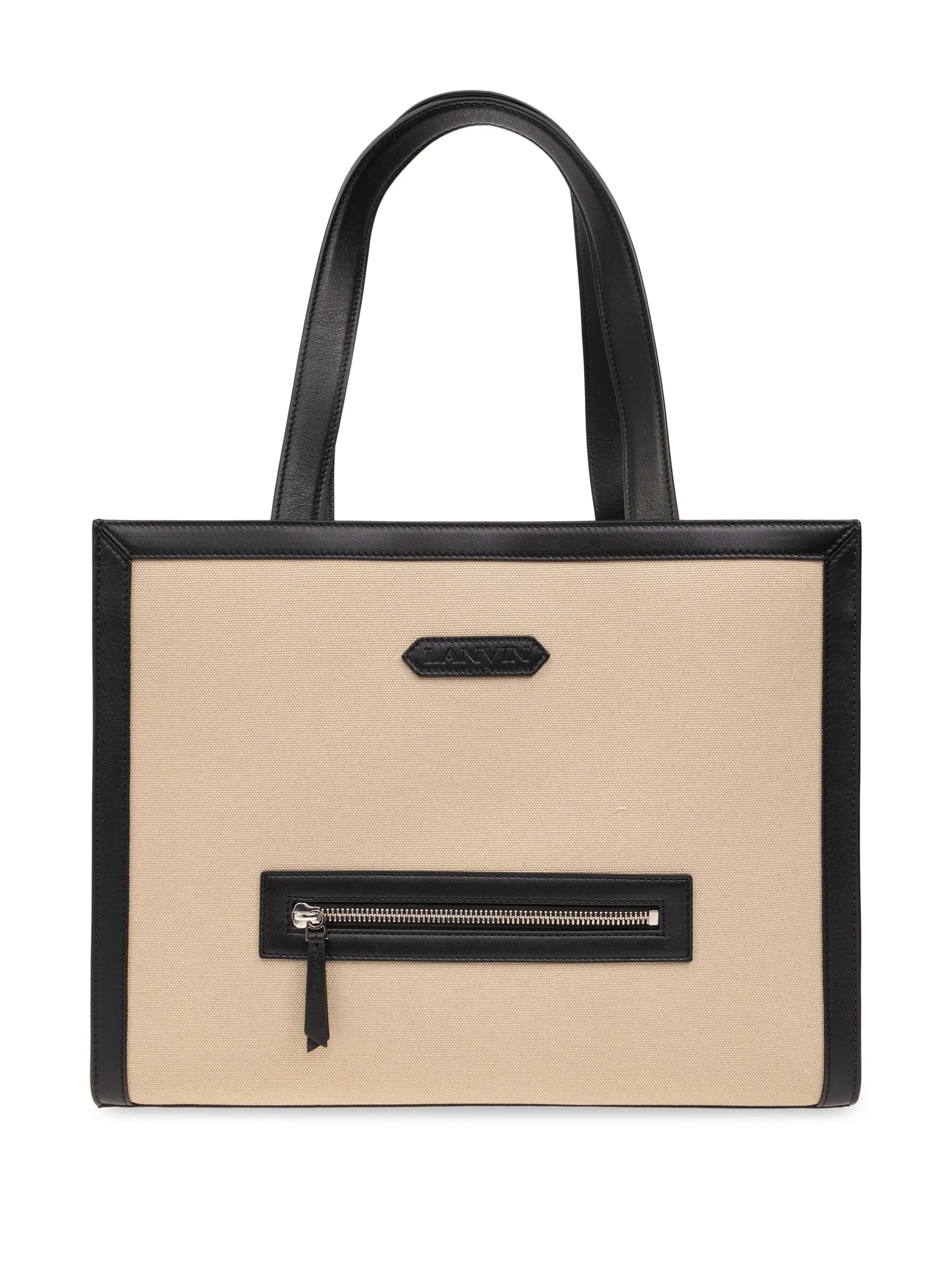 contrasting-trim cotton tote bag