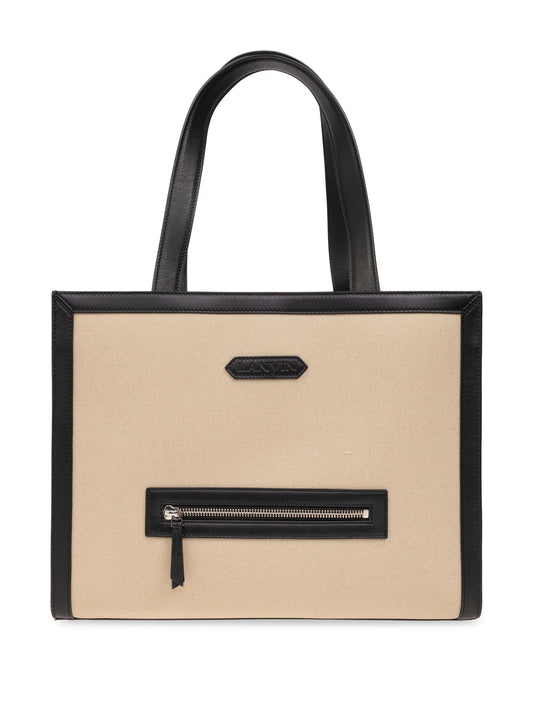 contrasting-trim cotton tote bag