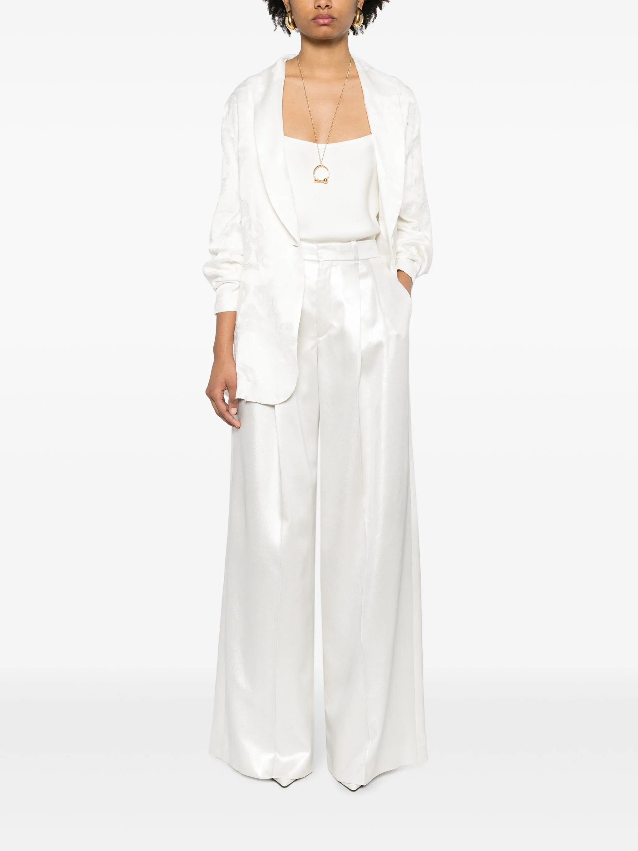 wide-leg silk trousers