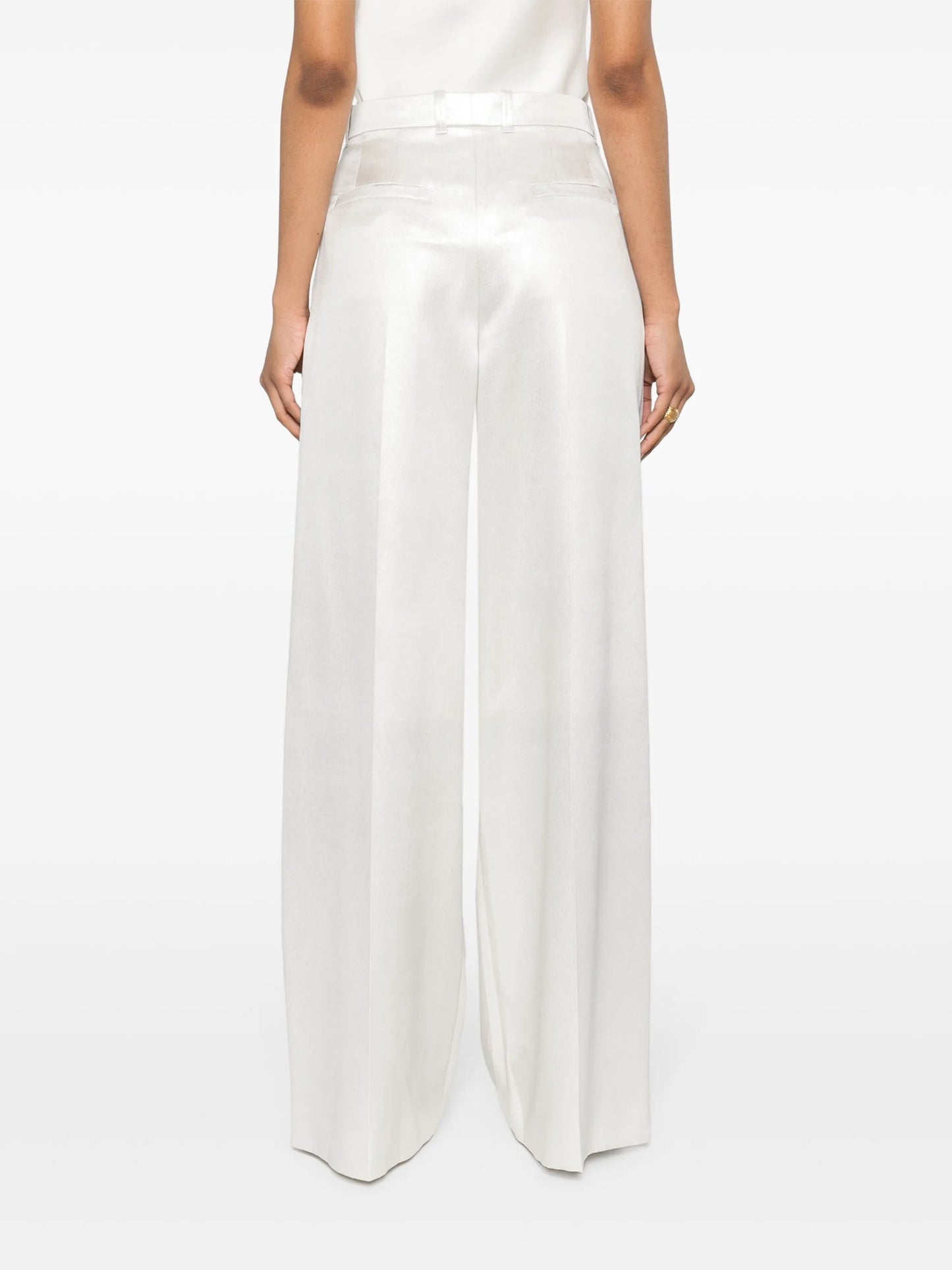 wide-leg silk trousers