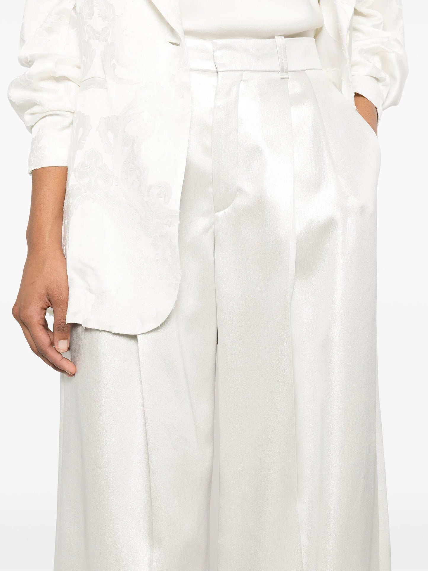 wide-leg silk trousers