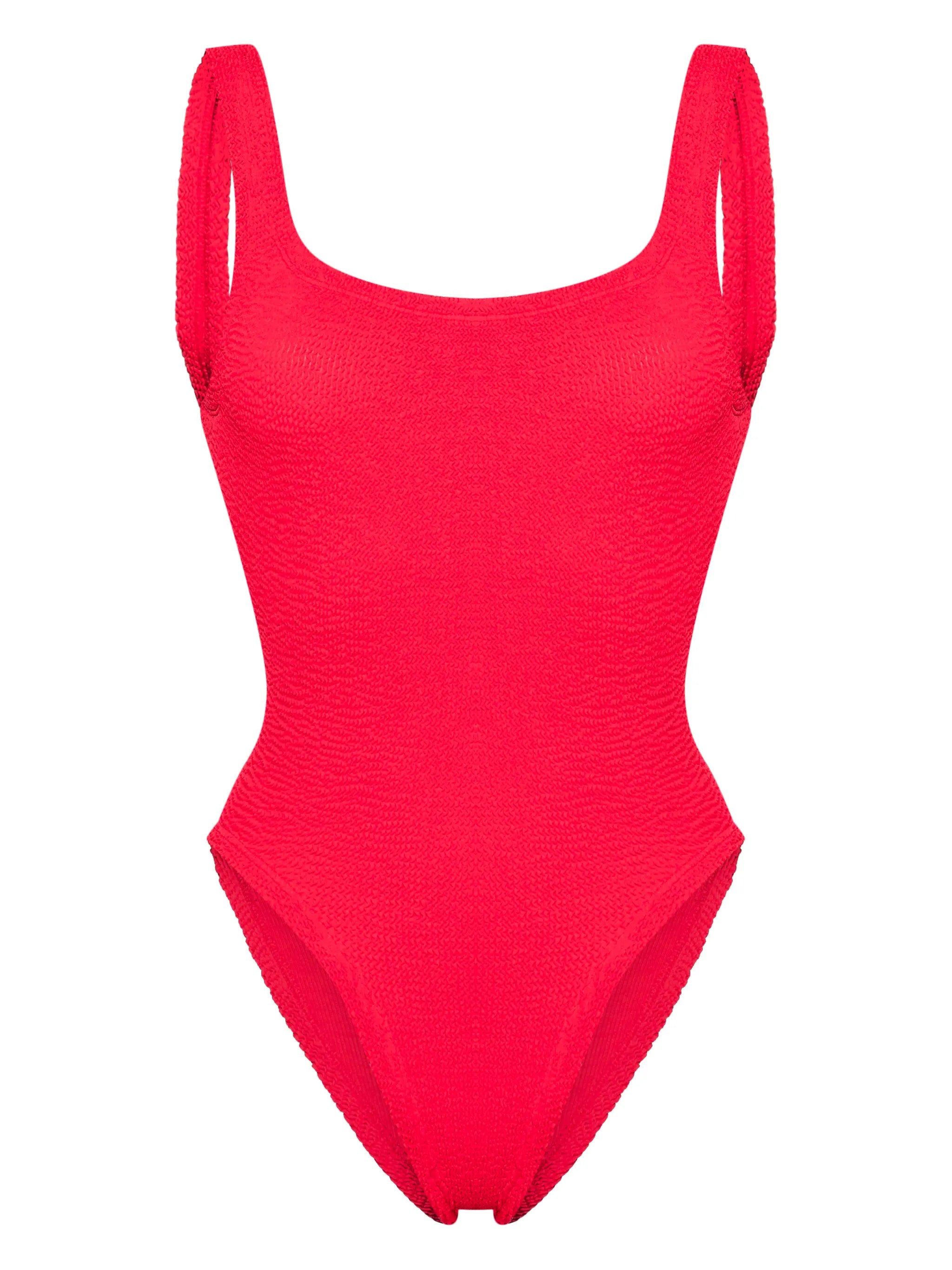 Square Neck textured swimsuit