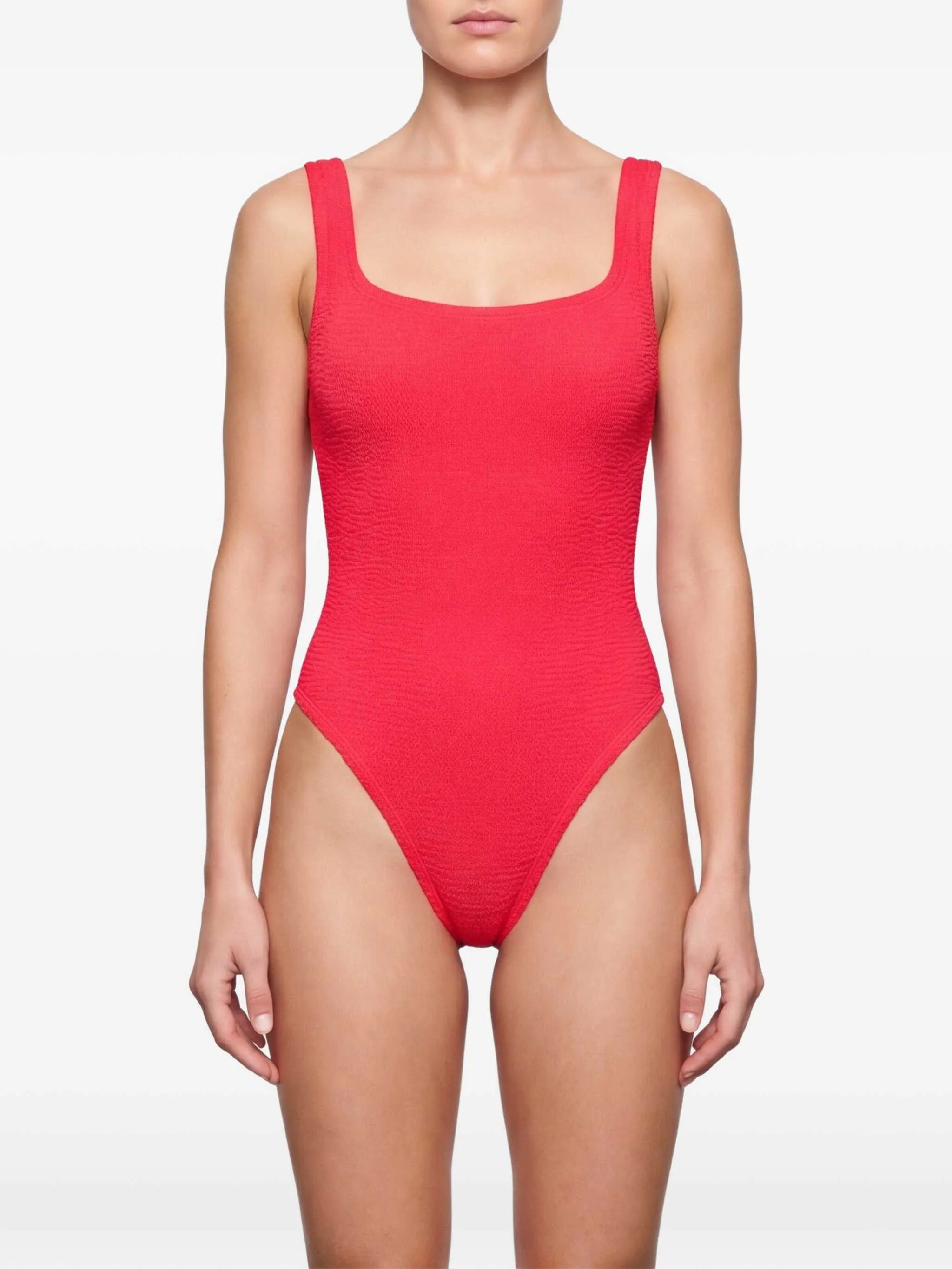 Square Neck textured swimsuit