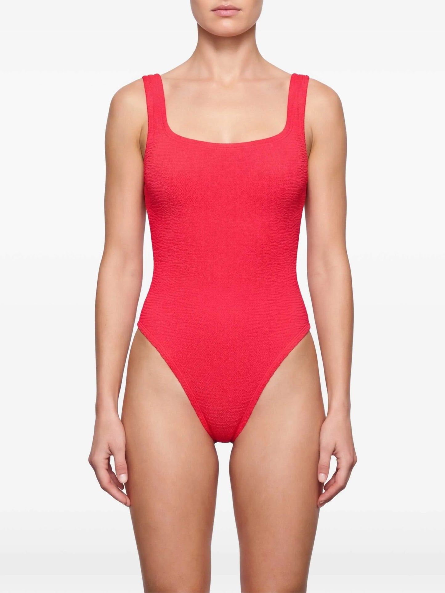 Square Neck textured swimsuit