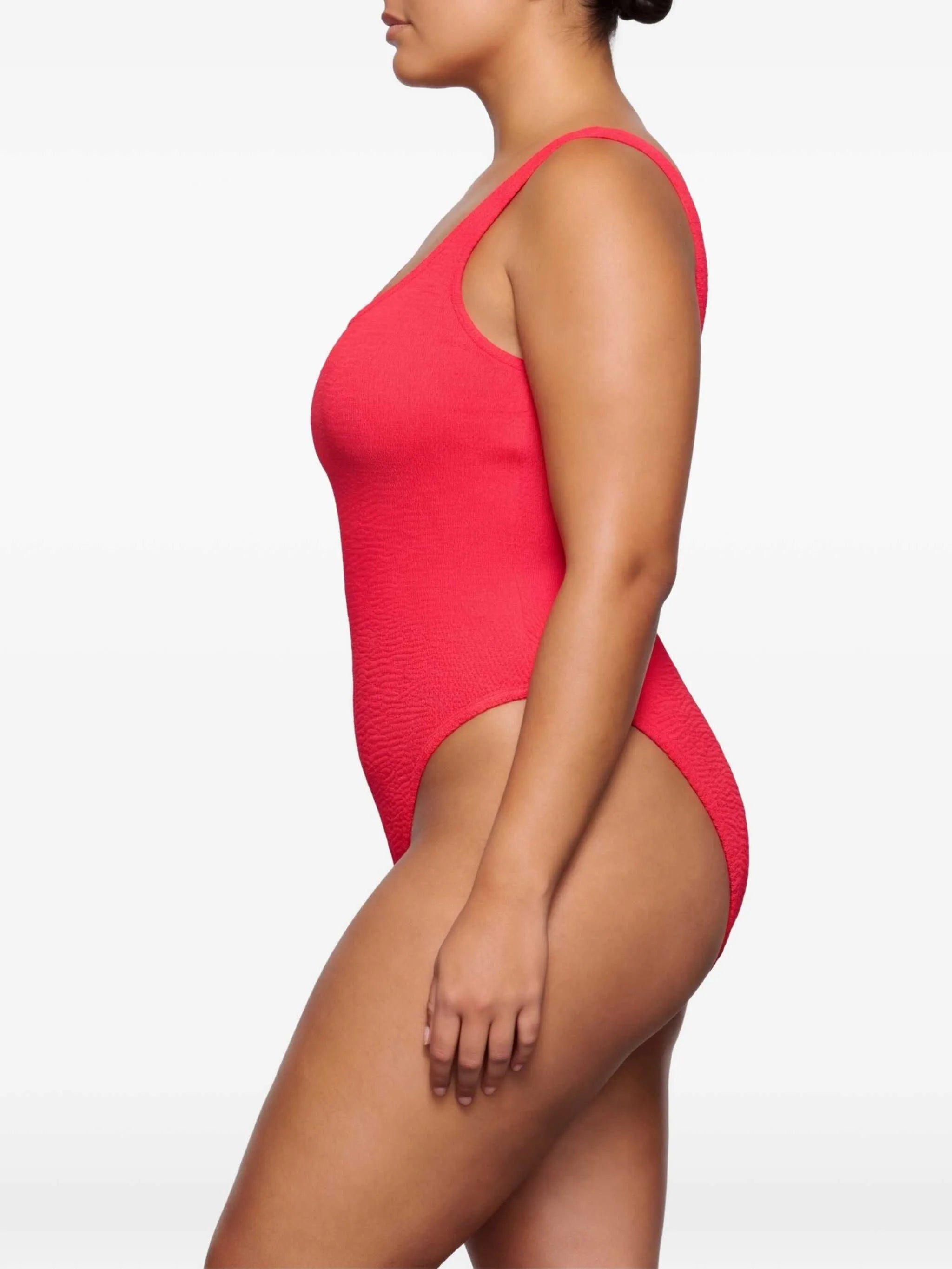 Square Neck textured swimsuit