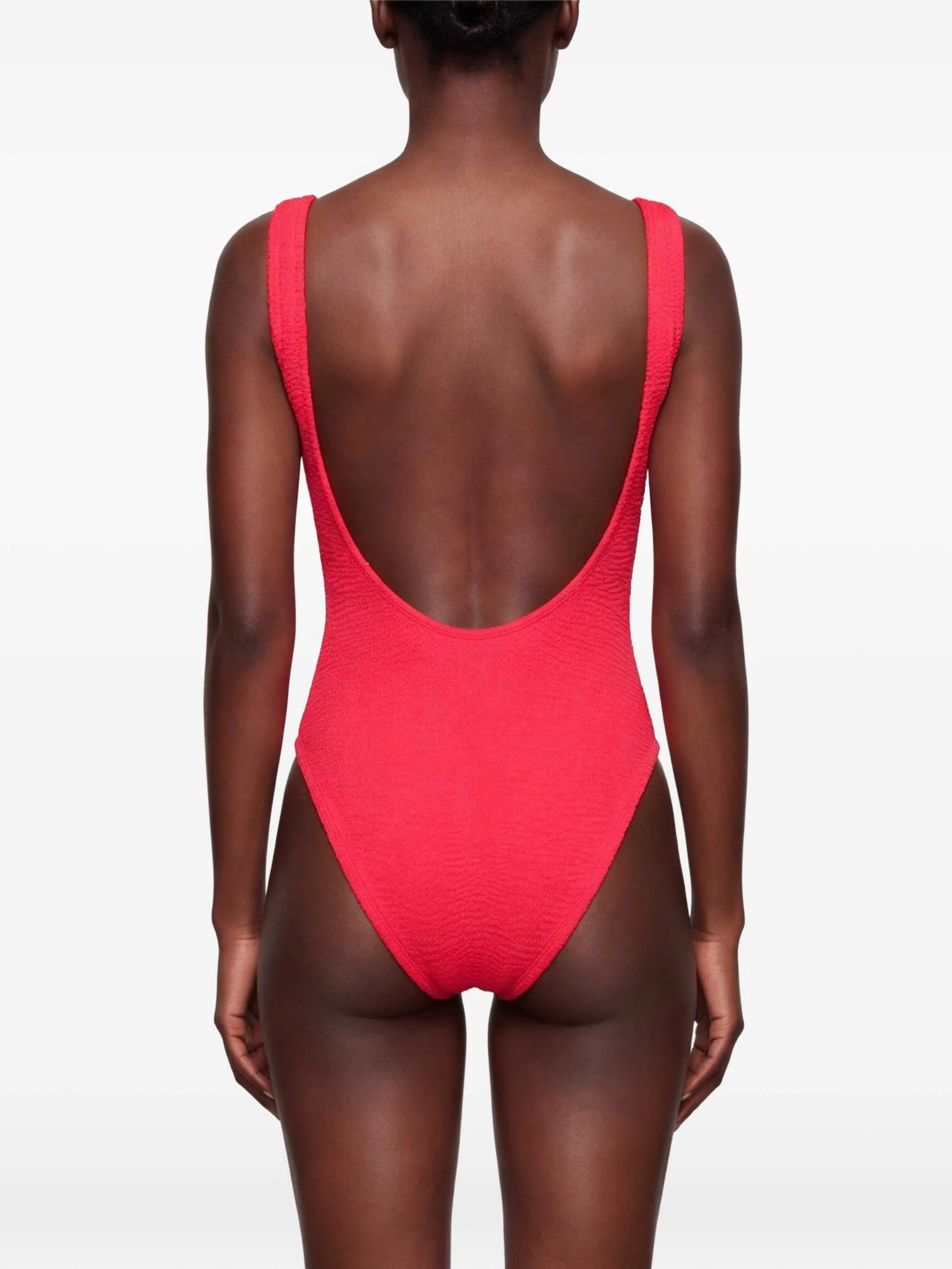Square Neck textured swimsuit