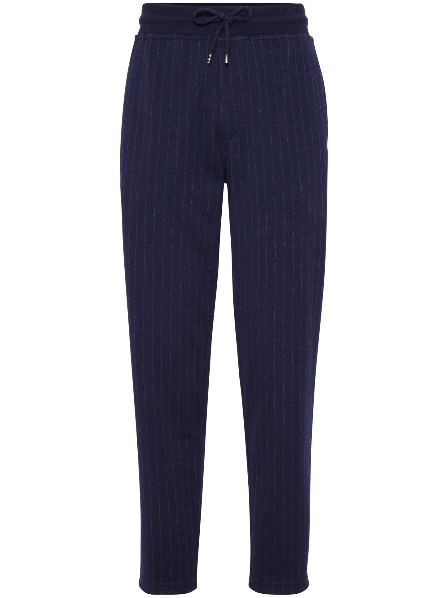 pinstriped mid-rise track trousers