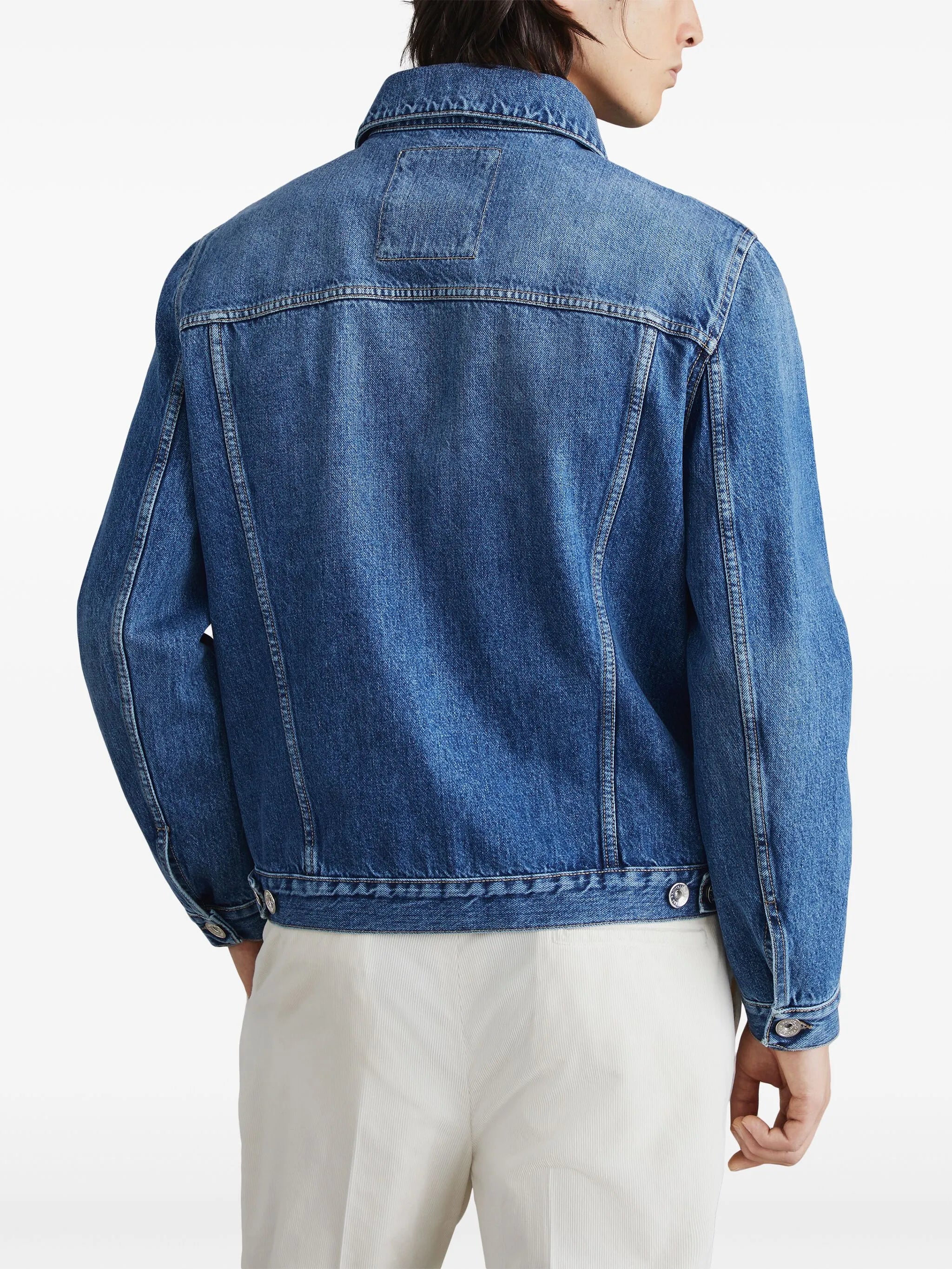 spread-collar denim jacket