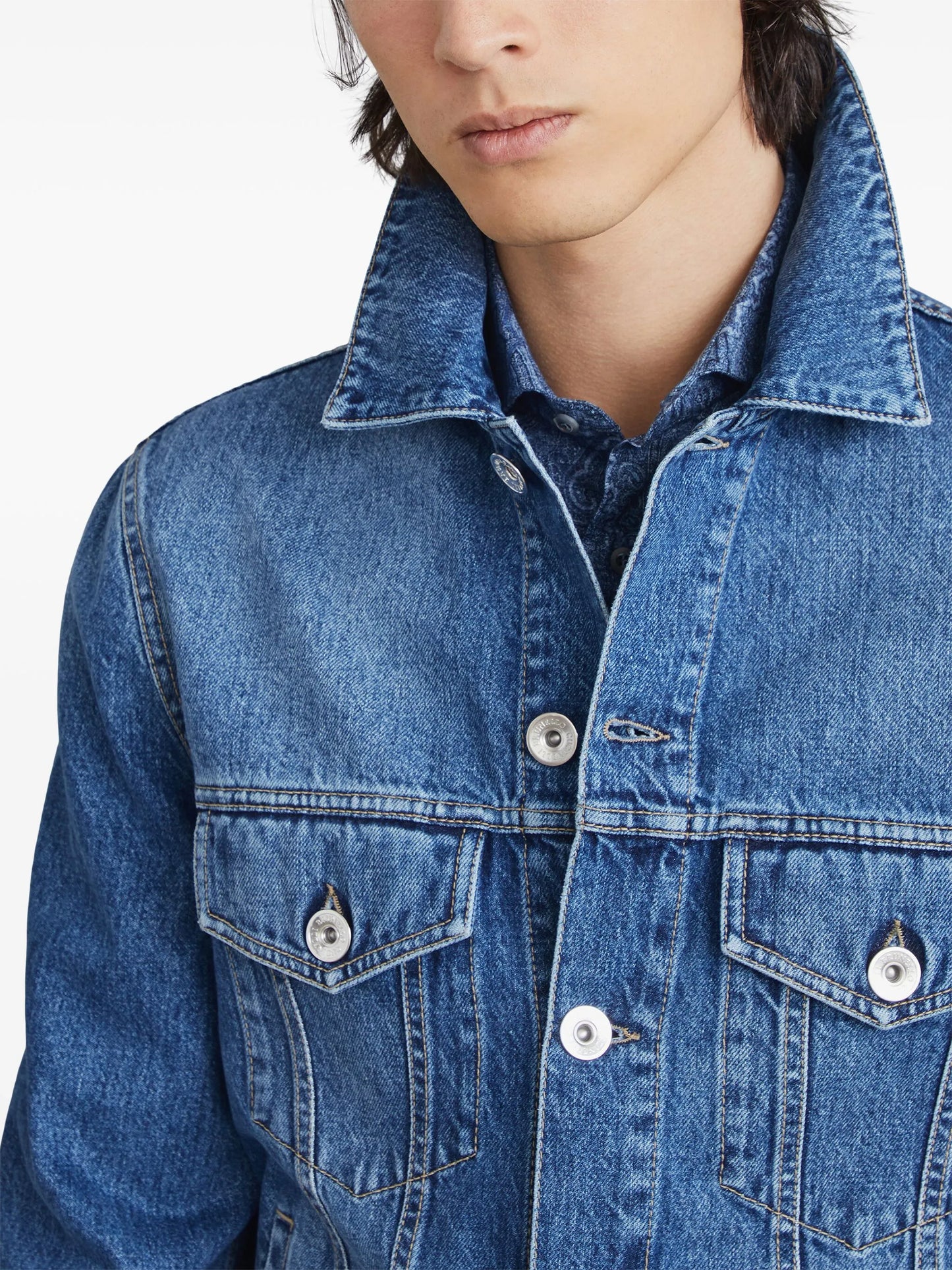 spread-collar denim jacket
