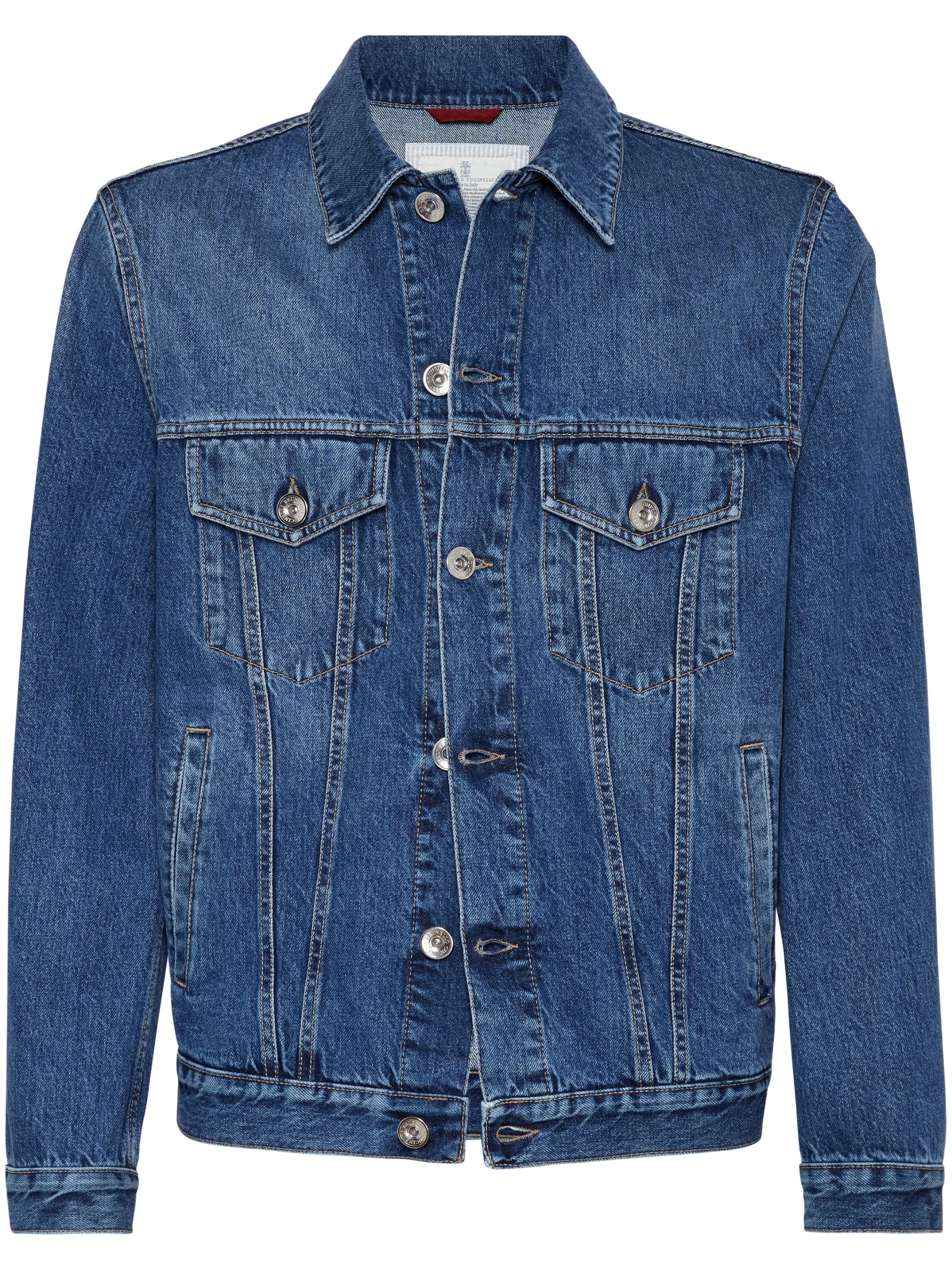 spread-collar denim jacket