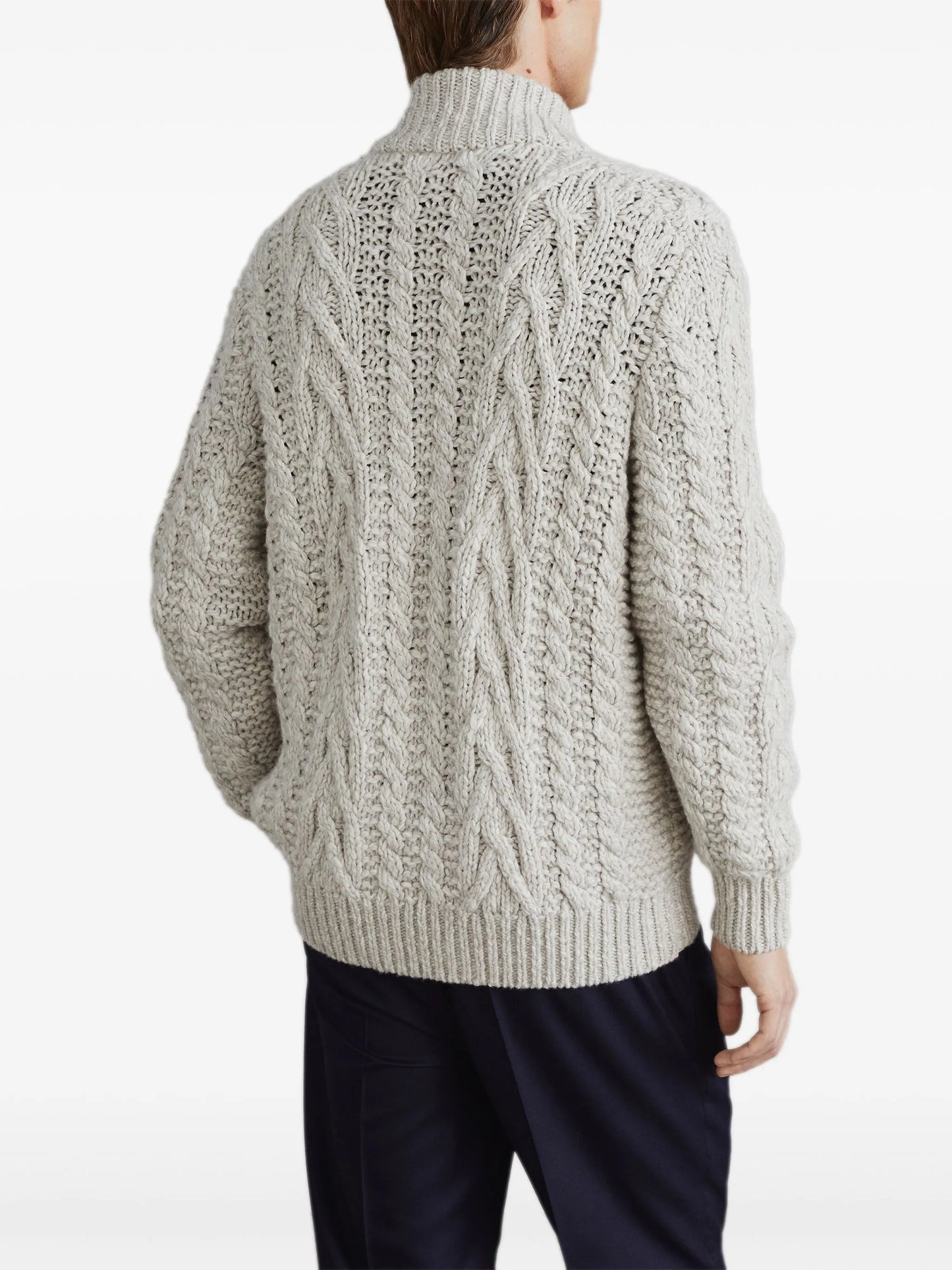 cable-knit zip-up cardigan
