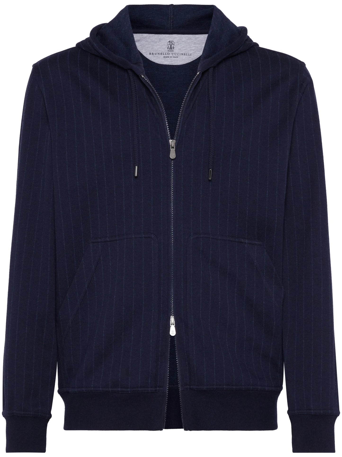 pinstriped zip-up hoodie