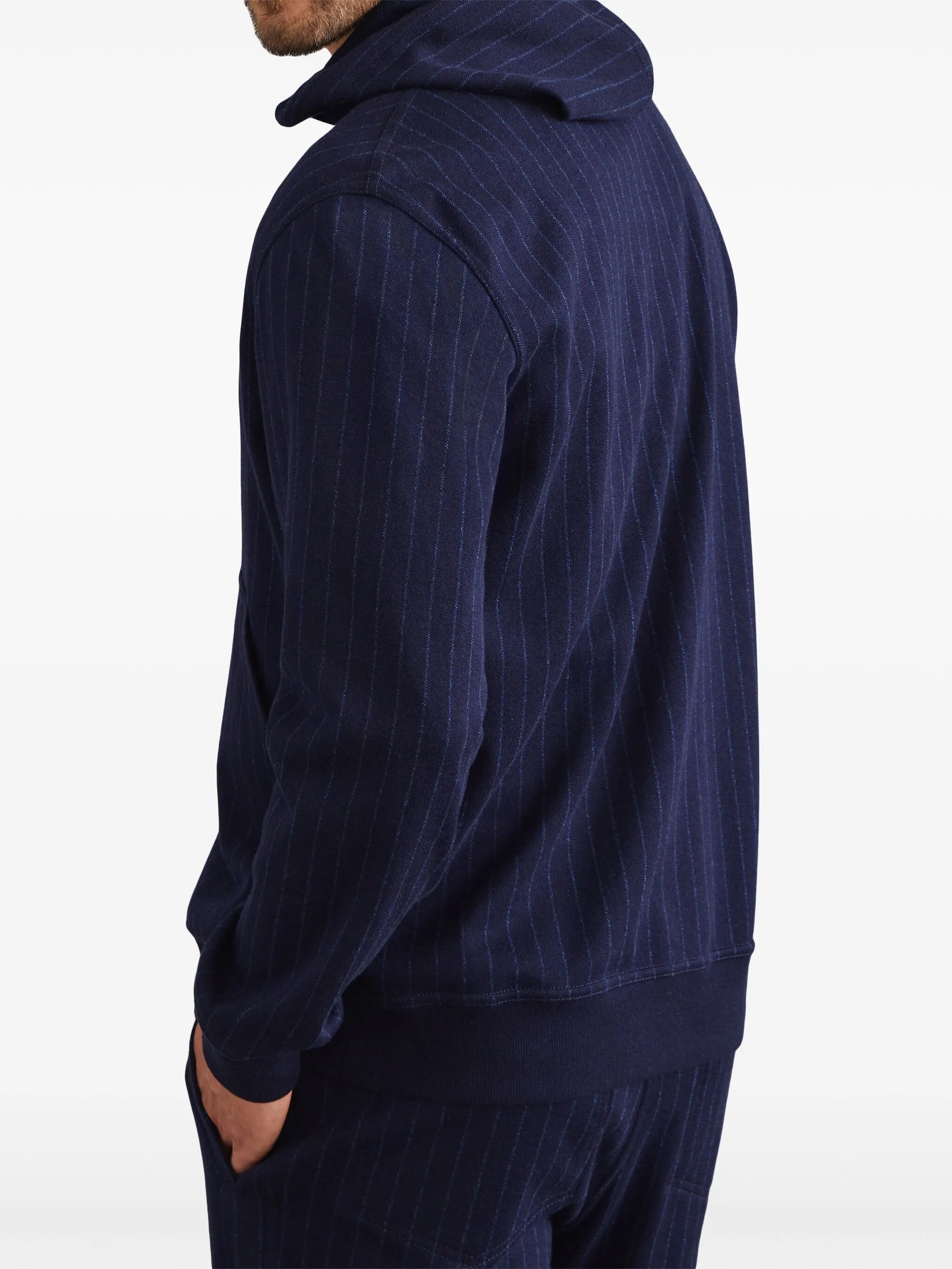 pinstriped zip-up hoodie