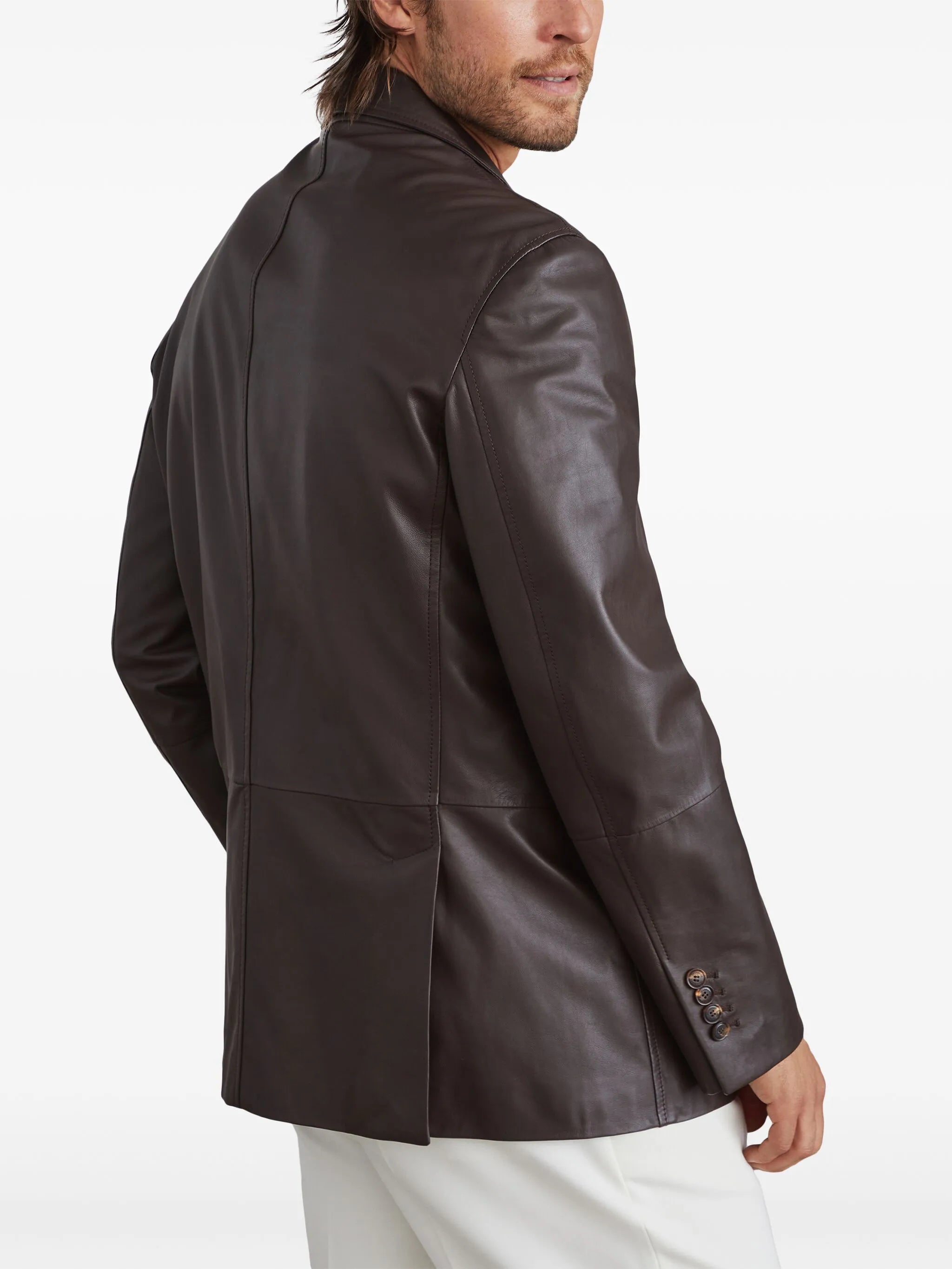 single-breasted leather blazer