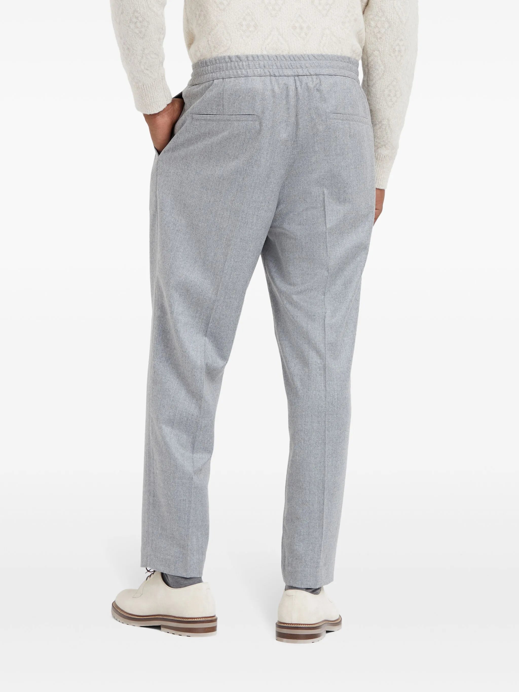 pressed-crease wool trousers