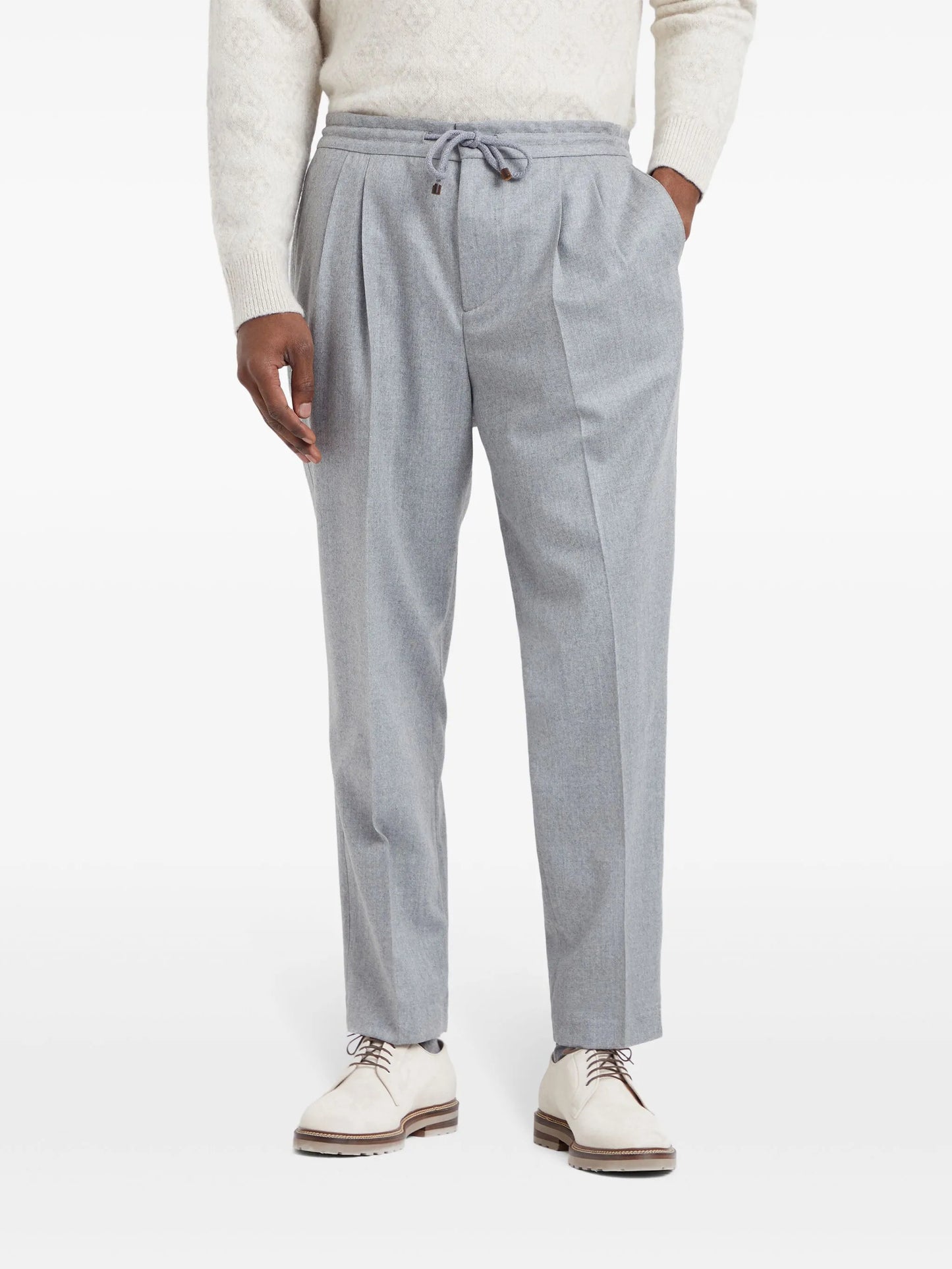 pressed-crease wool trousers