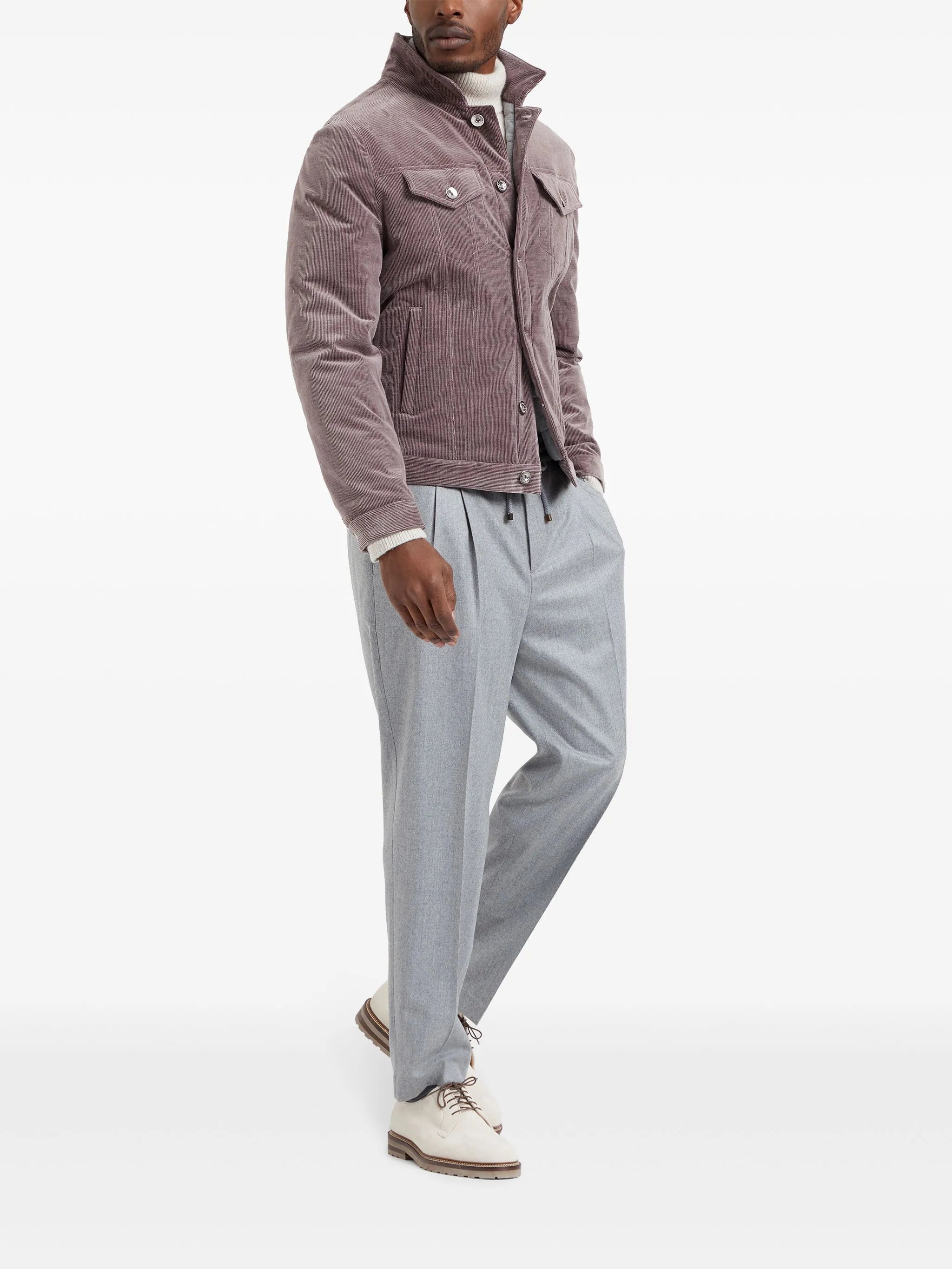 pressed-crease wool trousers