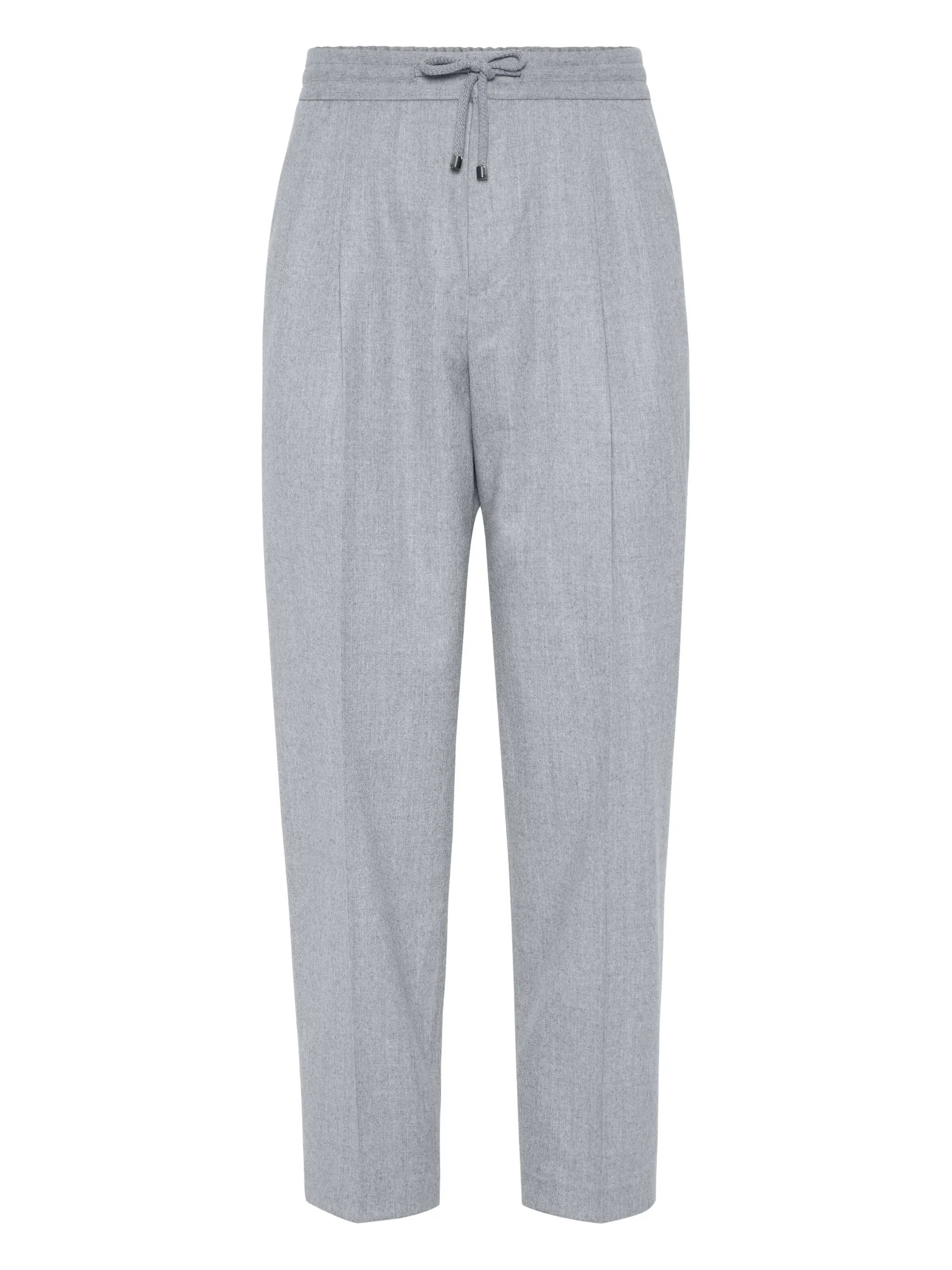 pressed-crease wool trousers