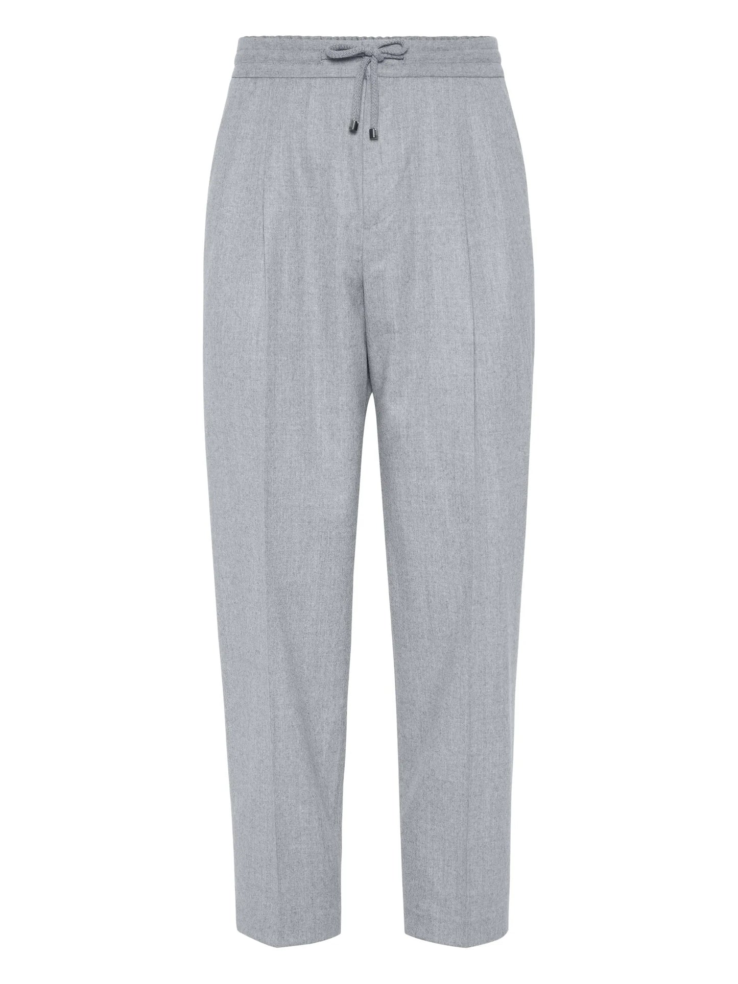 pressed-crease wool trousers