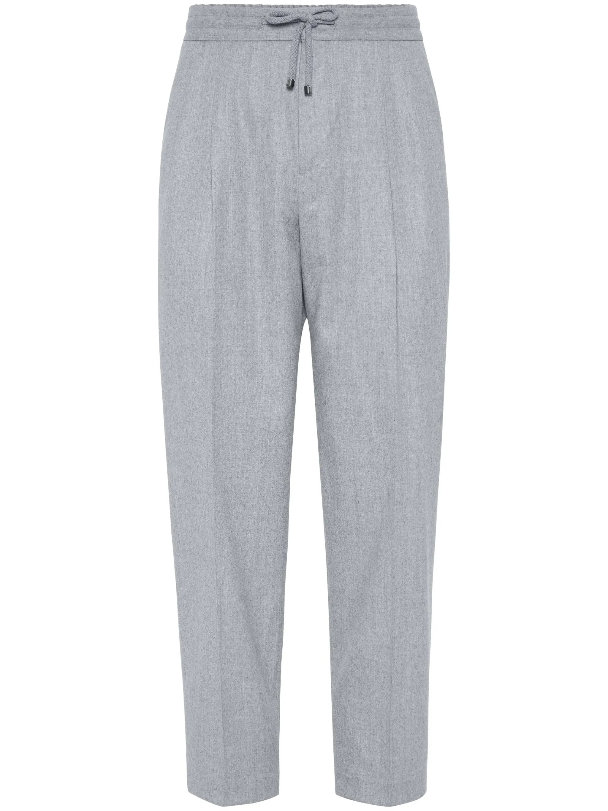 pressed-crease wool trousers