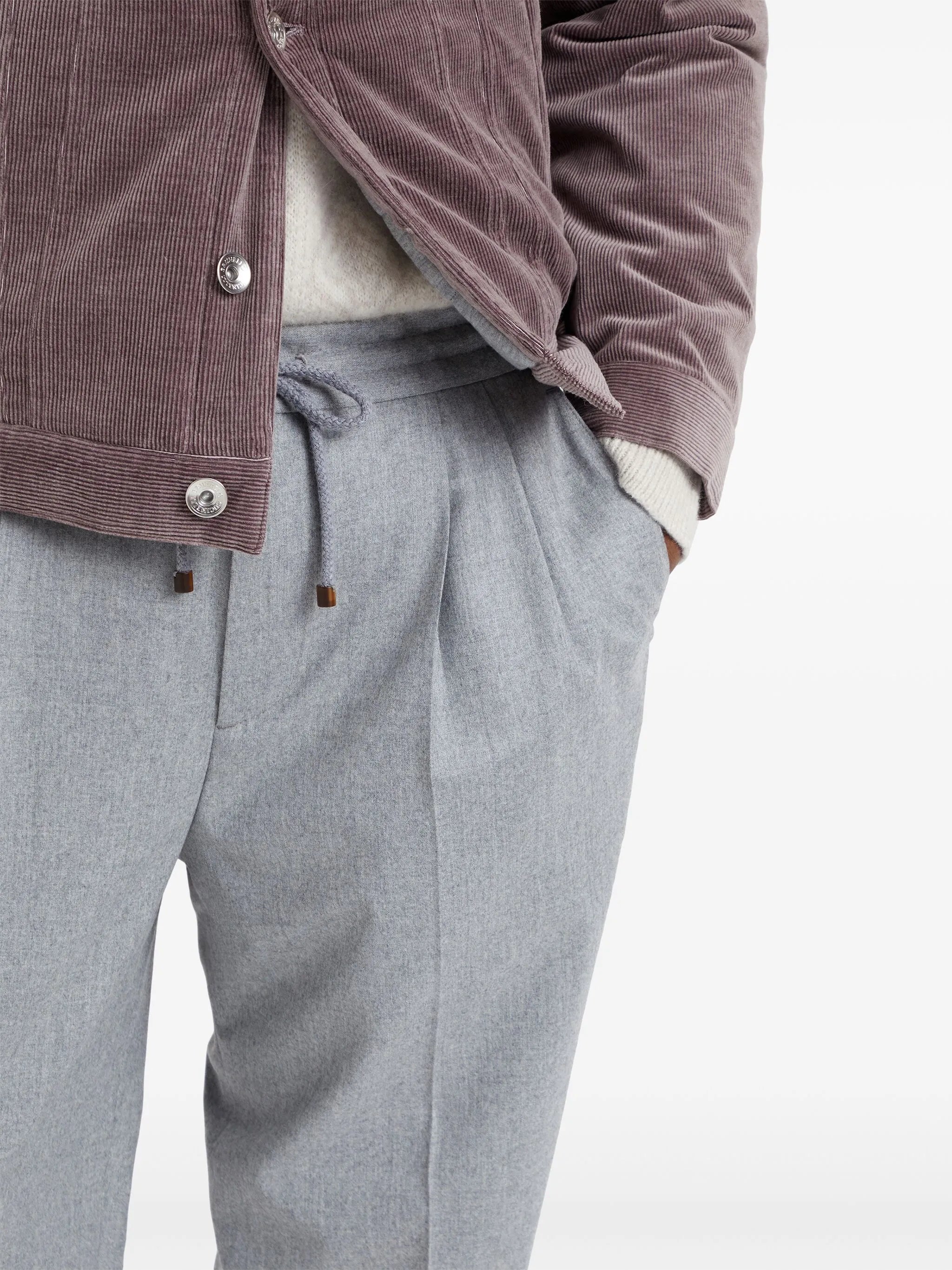 pressed-crease wool trousers