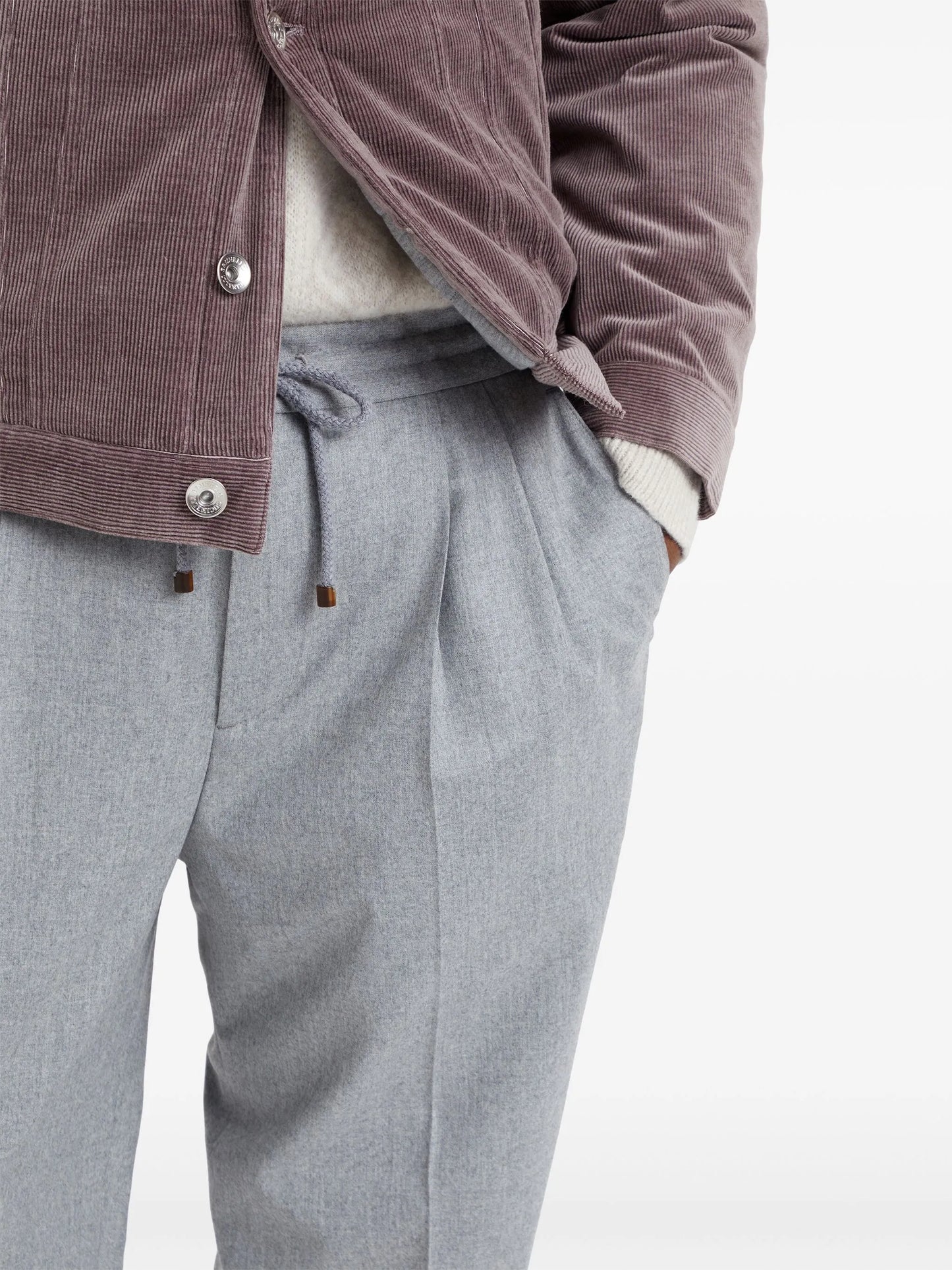 pressed-crease wool trousers