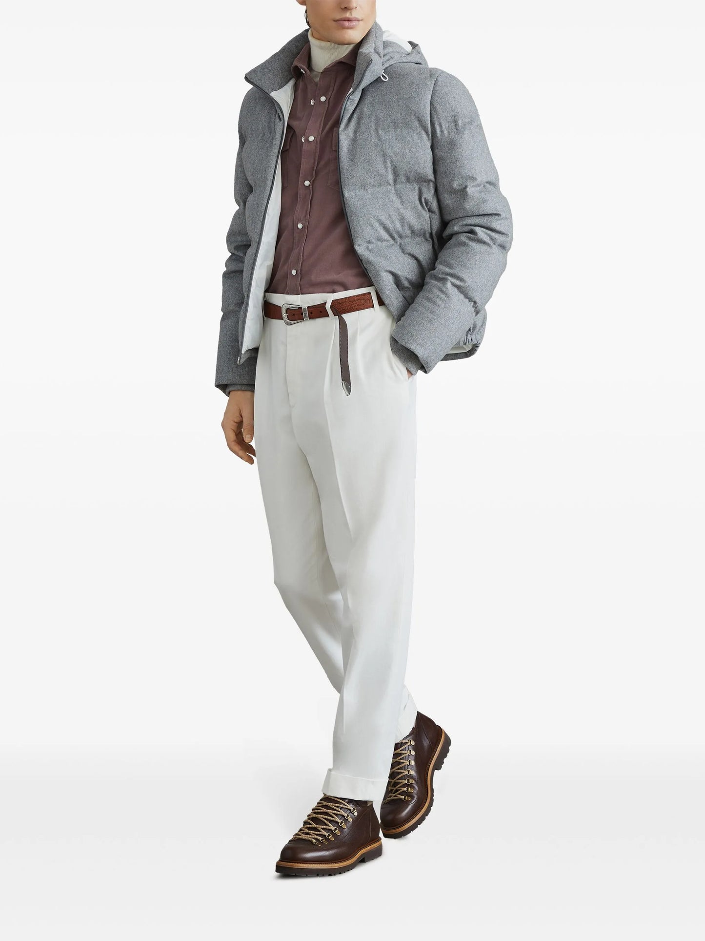 quilted hooded down jacket