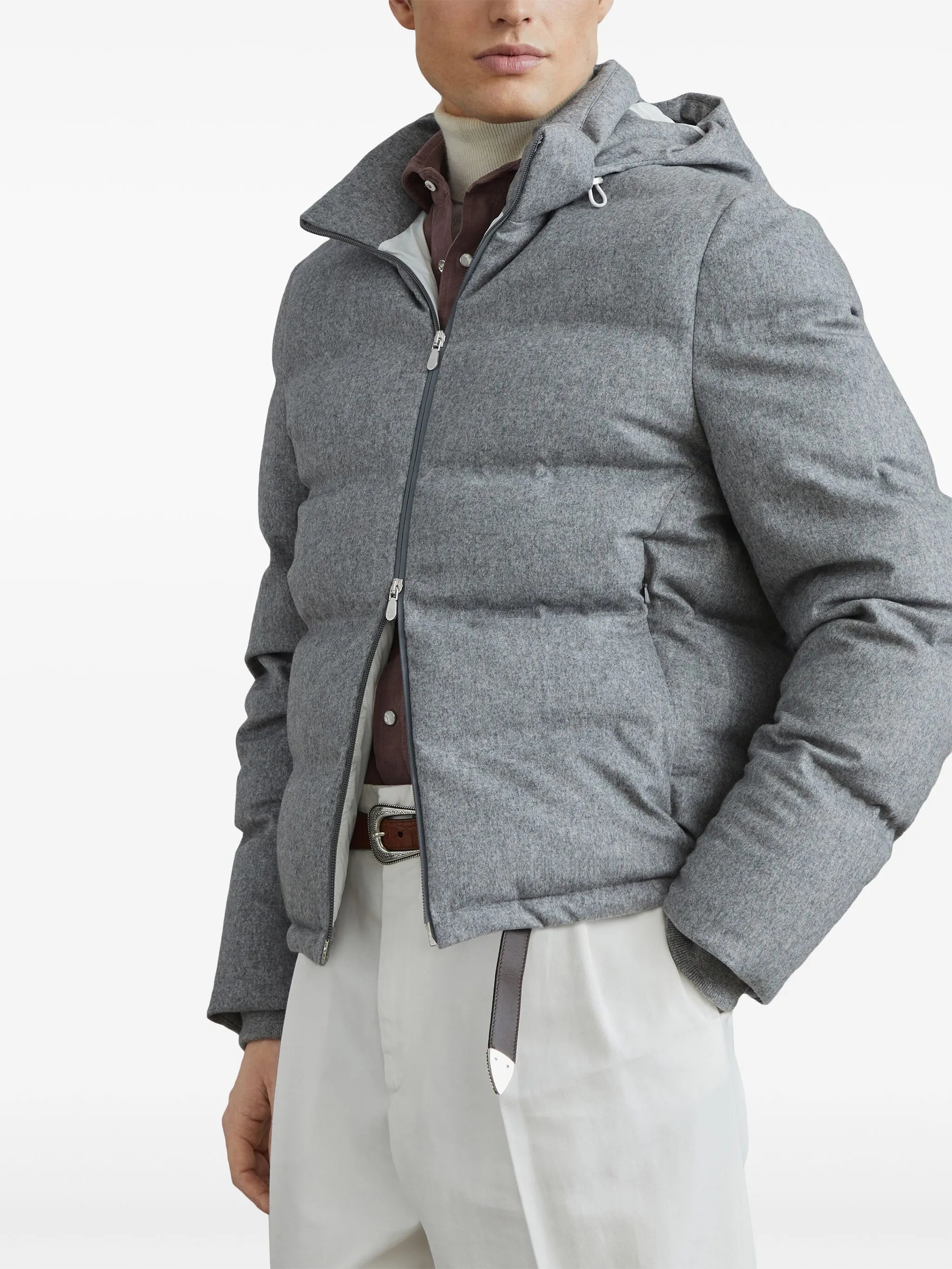 quilted hooded down jacket