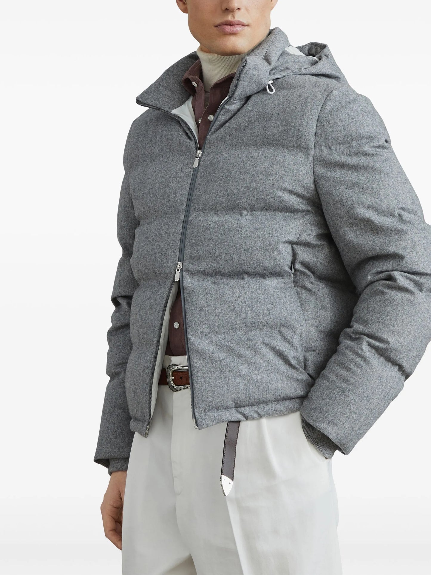 quilted hooded down jacket
