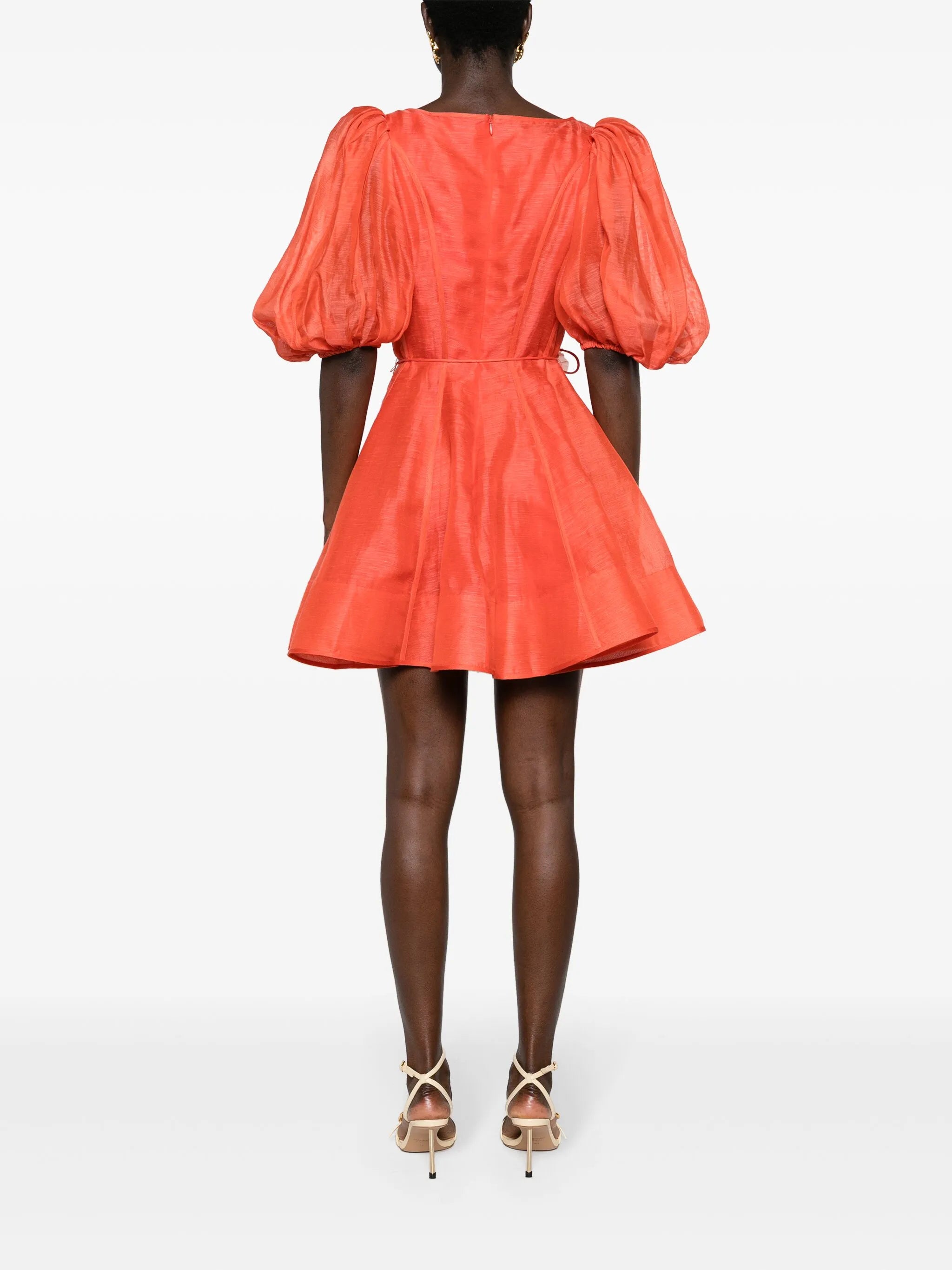 floral-appliqué linen-blend dress